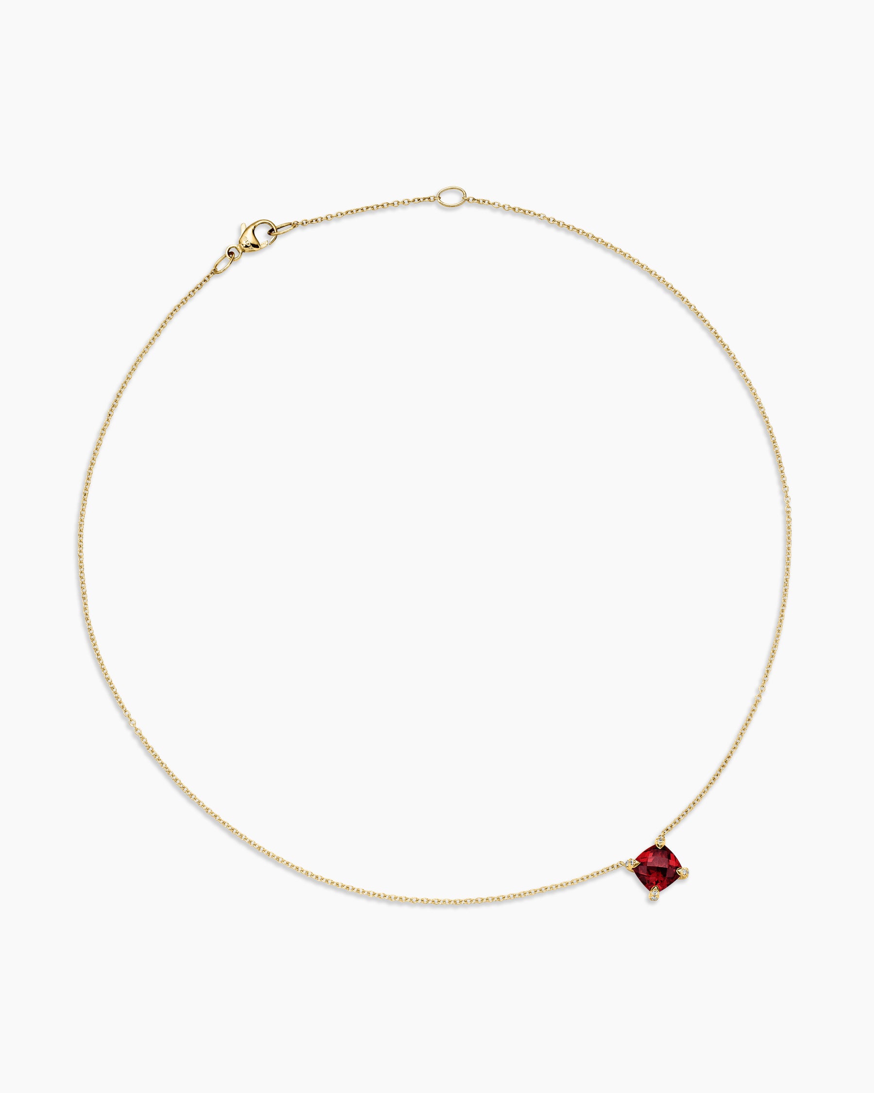 Petite Chatelaine Pendant Necklace in 18K Yellow Gold with Garnet and Diamonds, 7mm - Image 3