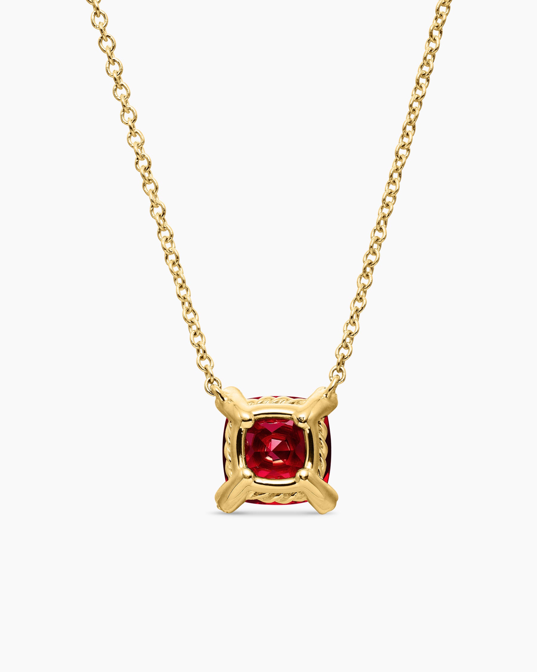 Petite Chatelaine Pendant Necklace in 18K Yellow Gold with Garnet and Diamonds, 7mm - Image 4