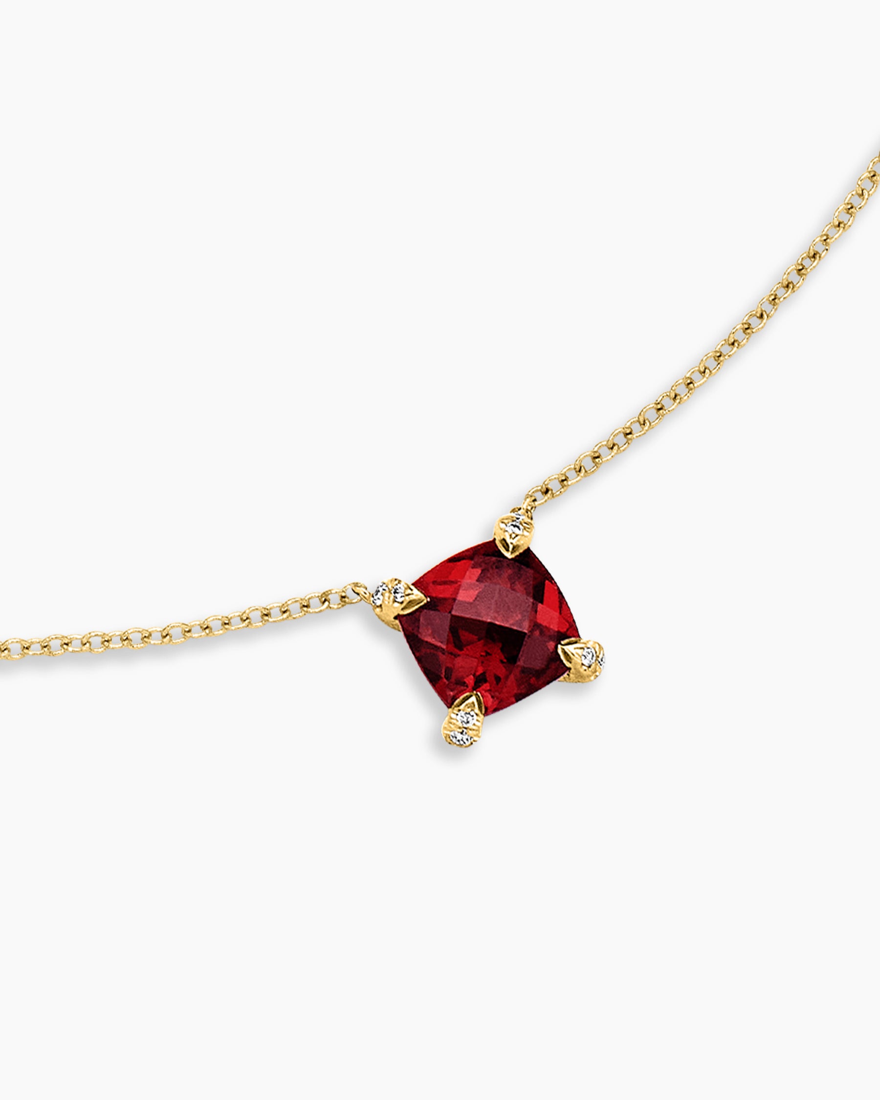 Petite Chatelaine Pendant Necklace in 18K Yellow Gold with Garnet and Diamonds, 7mm - Image 5