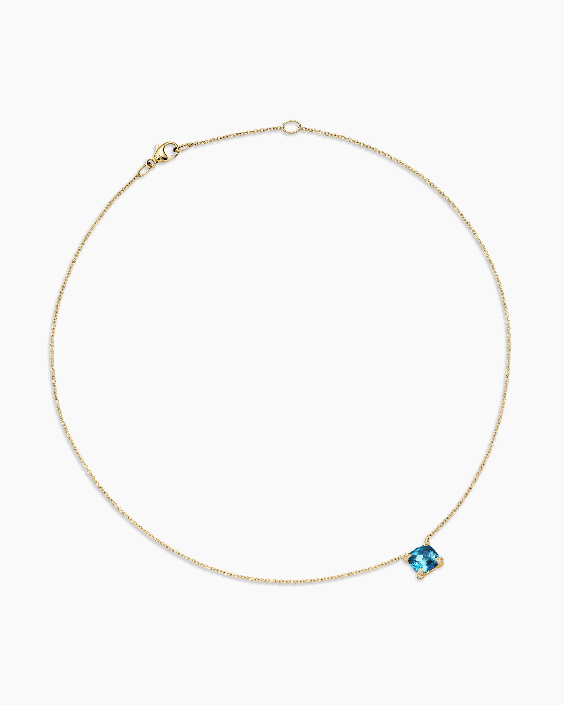 Petite Chatelaine Pendant Necklace in 18K Yellow Gold with Hampton Blue Topaz and Diamonds, 7mm - Image 3