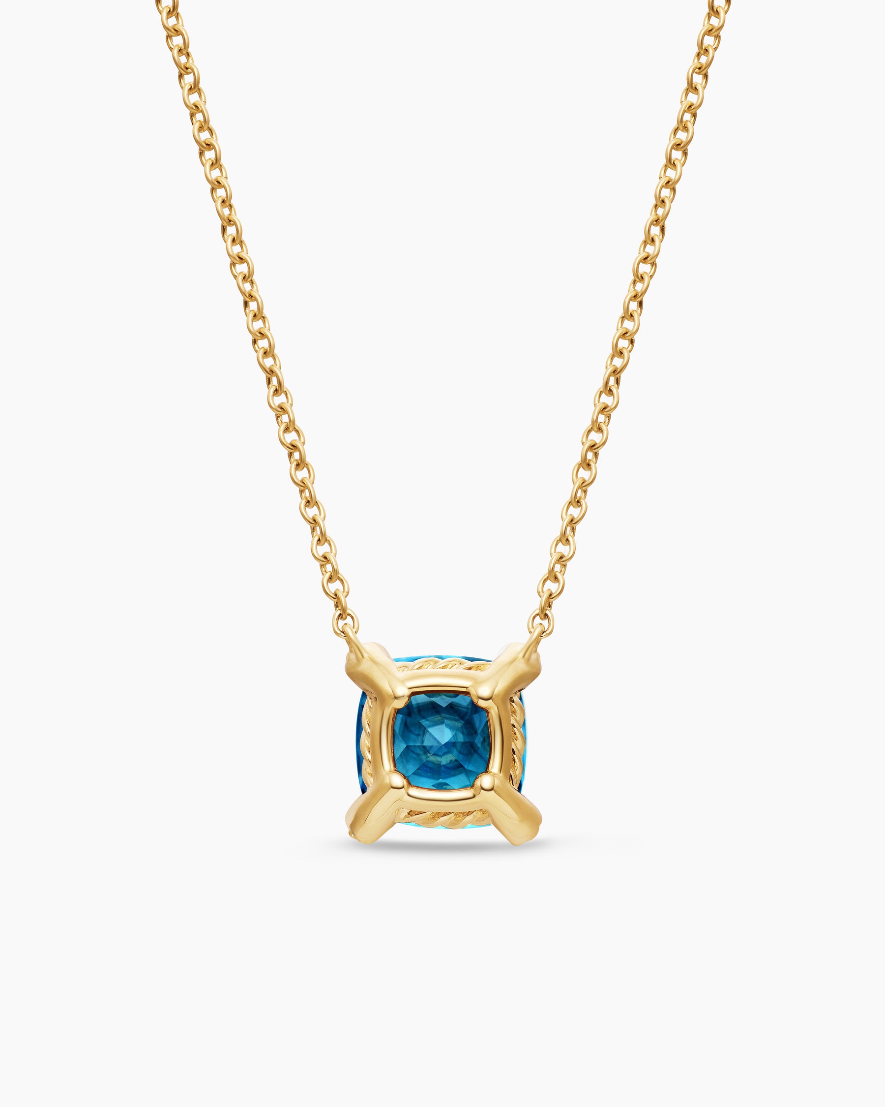 Petite Chatelaine Pendant Necklace in 18K Yellow Gold with Hampton Blue Topaz and Diamonds, 7mm - Image 4
