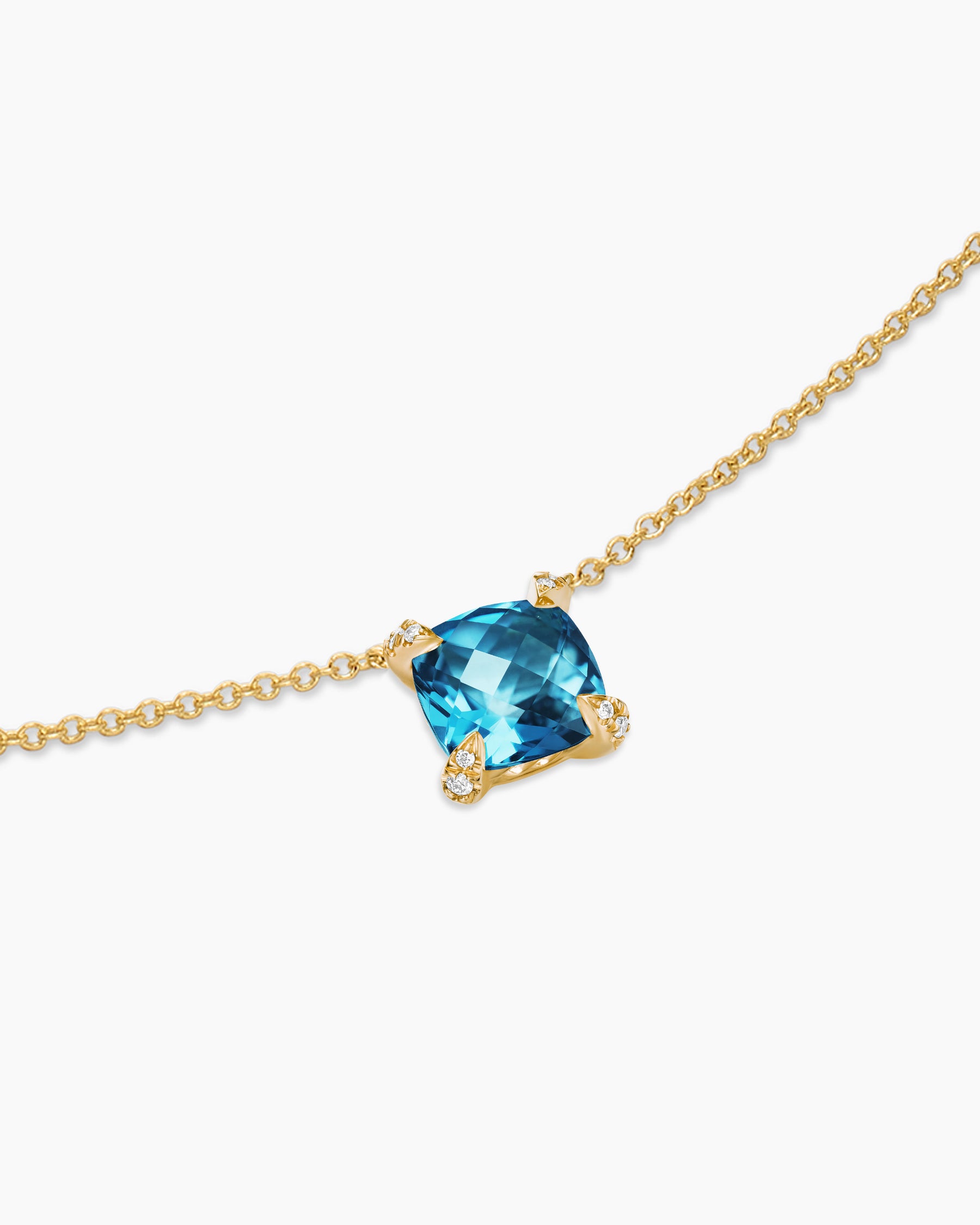 Petite Chatelaine Pendant Necklace in 18K Yellow Gold with Hampton Blue Topaz and Diamonds, 7mm - Image 5