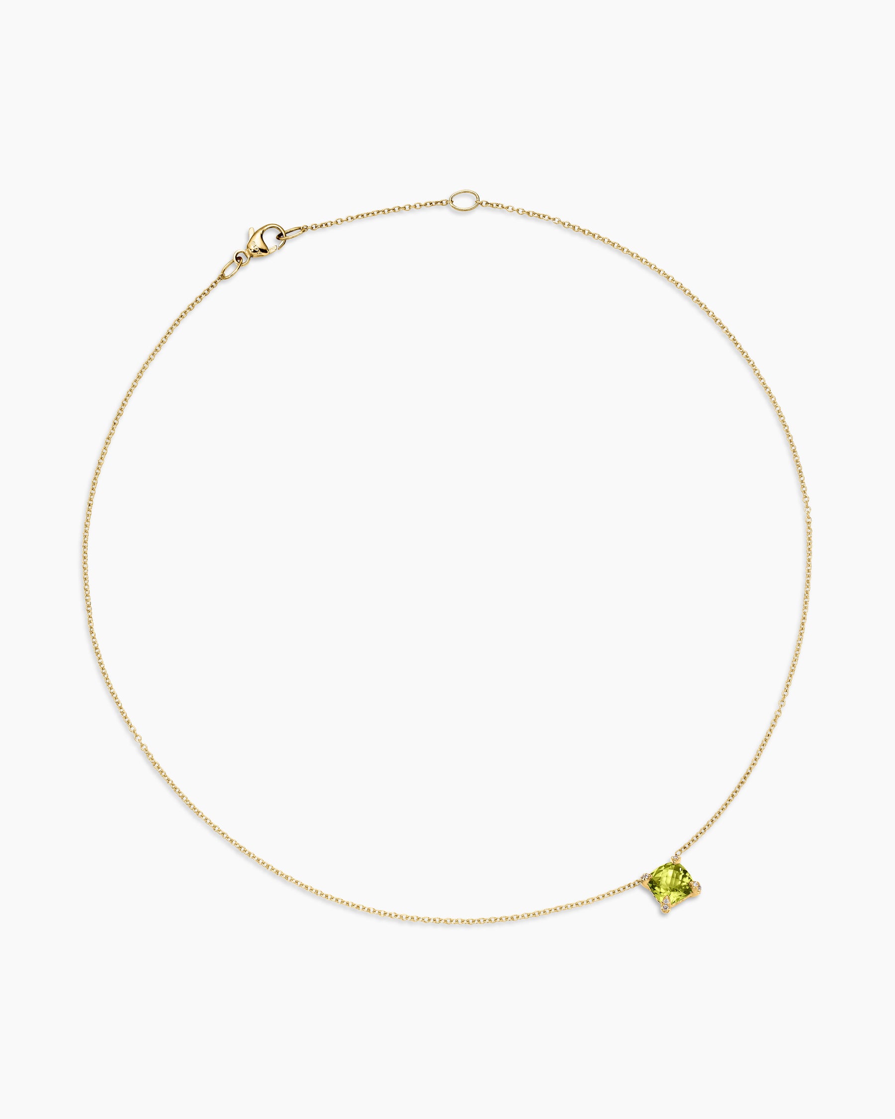 Petite Chatelaine Pendant Necklace in 18K Yellow Gold with Peridot and Diamonds, 7mm - Image 3