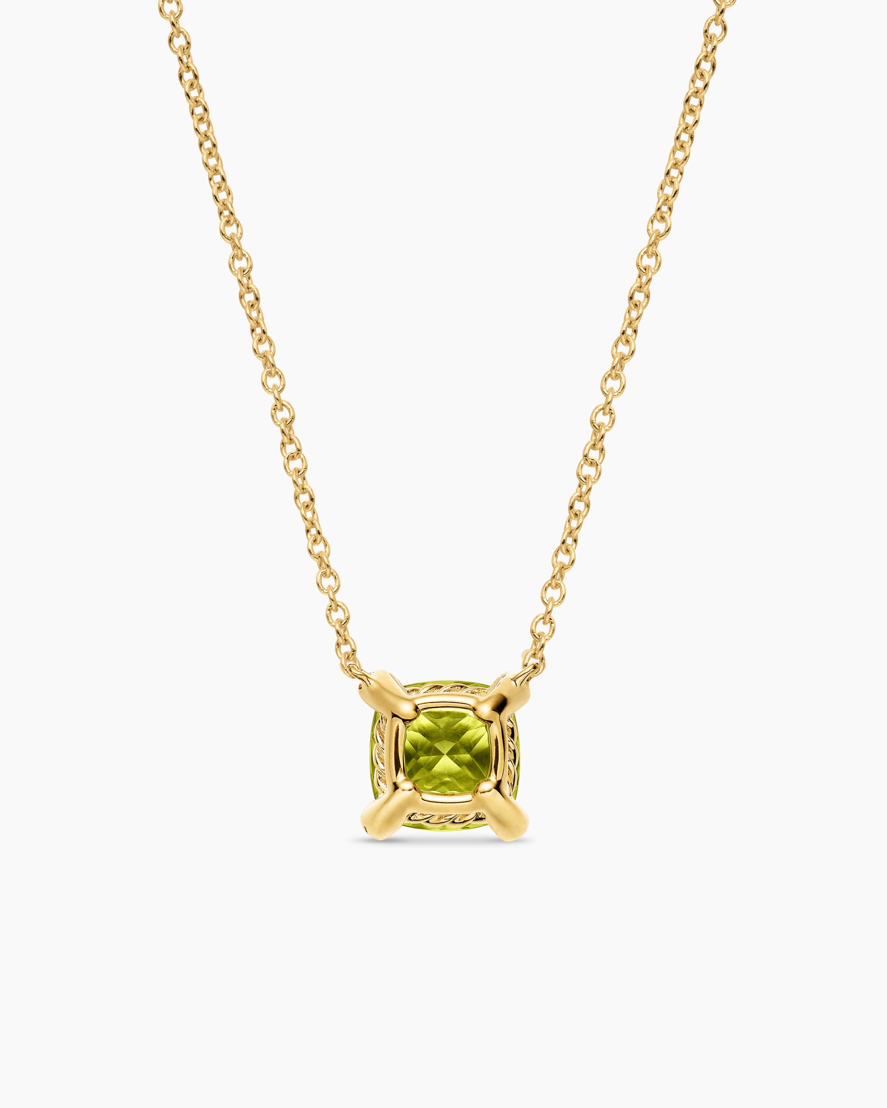 Petite Chatelaine Pendant Necklace in 18K Yellow Gold with Peridot and Diamonds, 7mm - Image 4