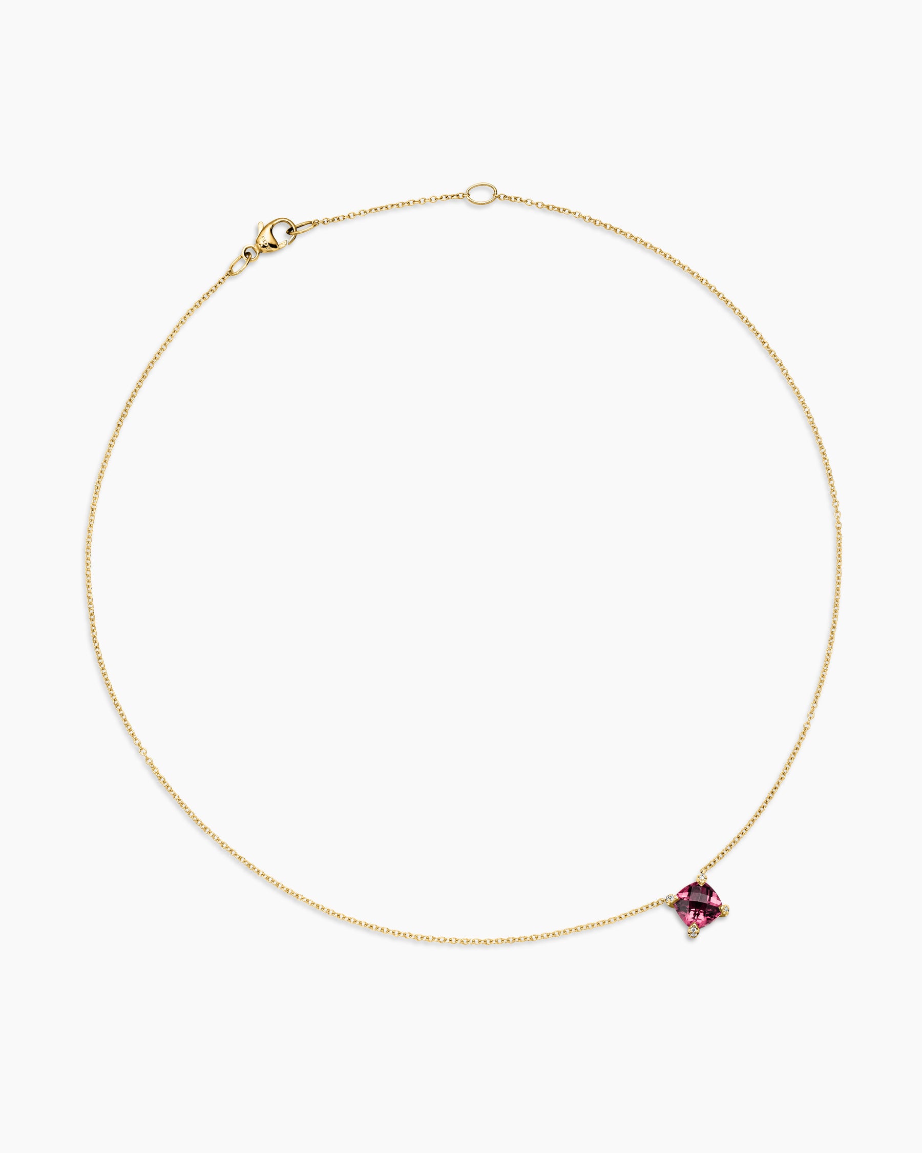 Petite Chatelaine Pendant Necklace in 18K Yellow Gold with Pink Tourmaline and Diamonds, 7mm - Image 3