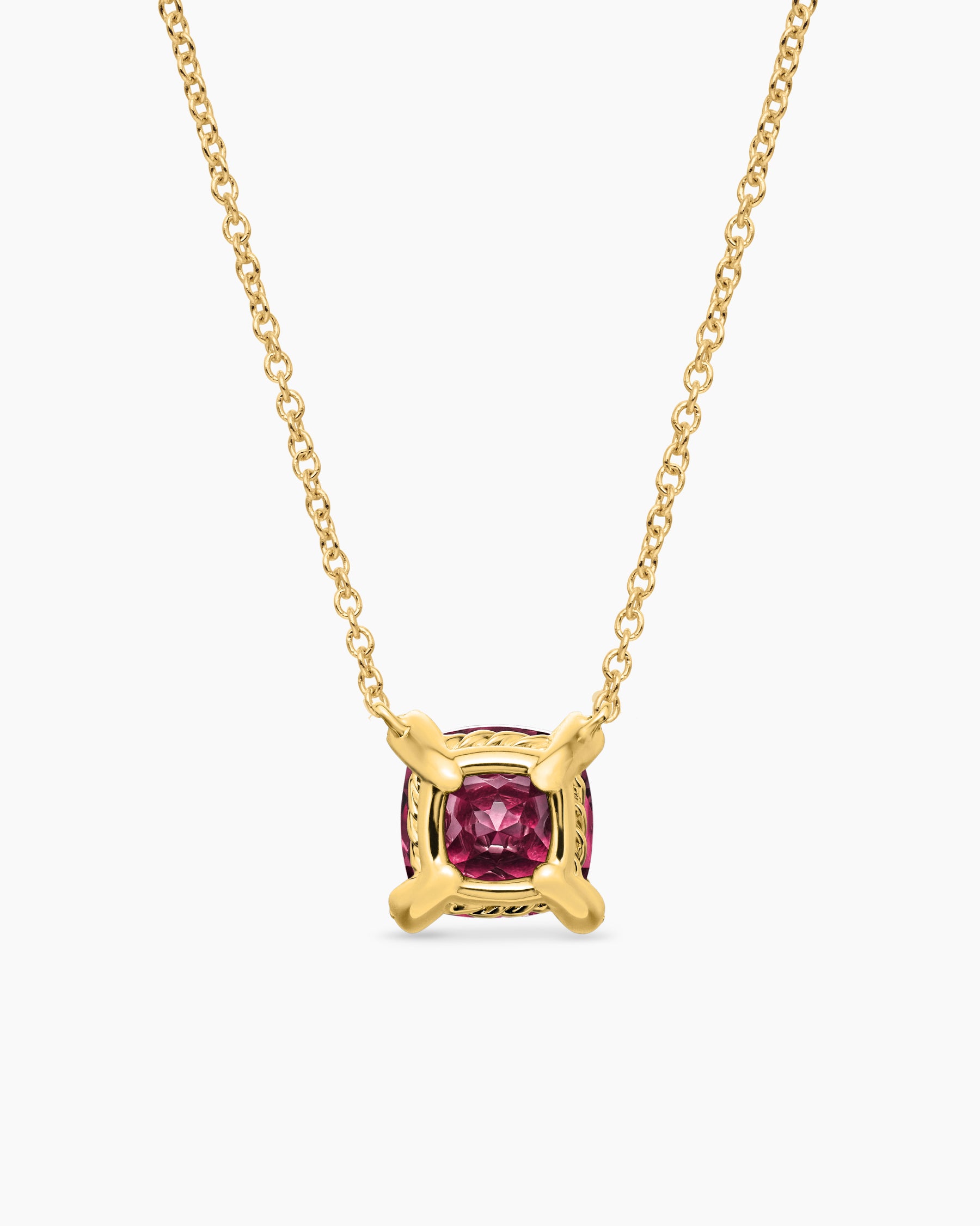 Petite Chatelaine Pendant Necklace in 18K Yellow Gold with Pink Tourmaline and Diamonds, 7mm - Image 4