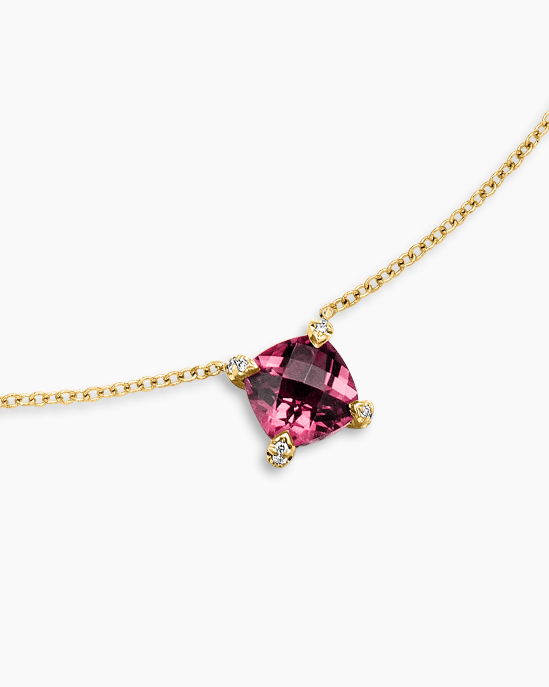 Petite Chatelaine Pendant Necklace in 18K Yellow Gold with Pink Tourmaline and Diamonds, 7mm - Image 5