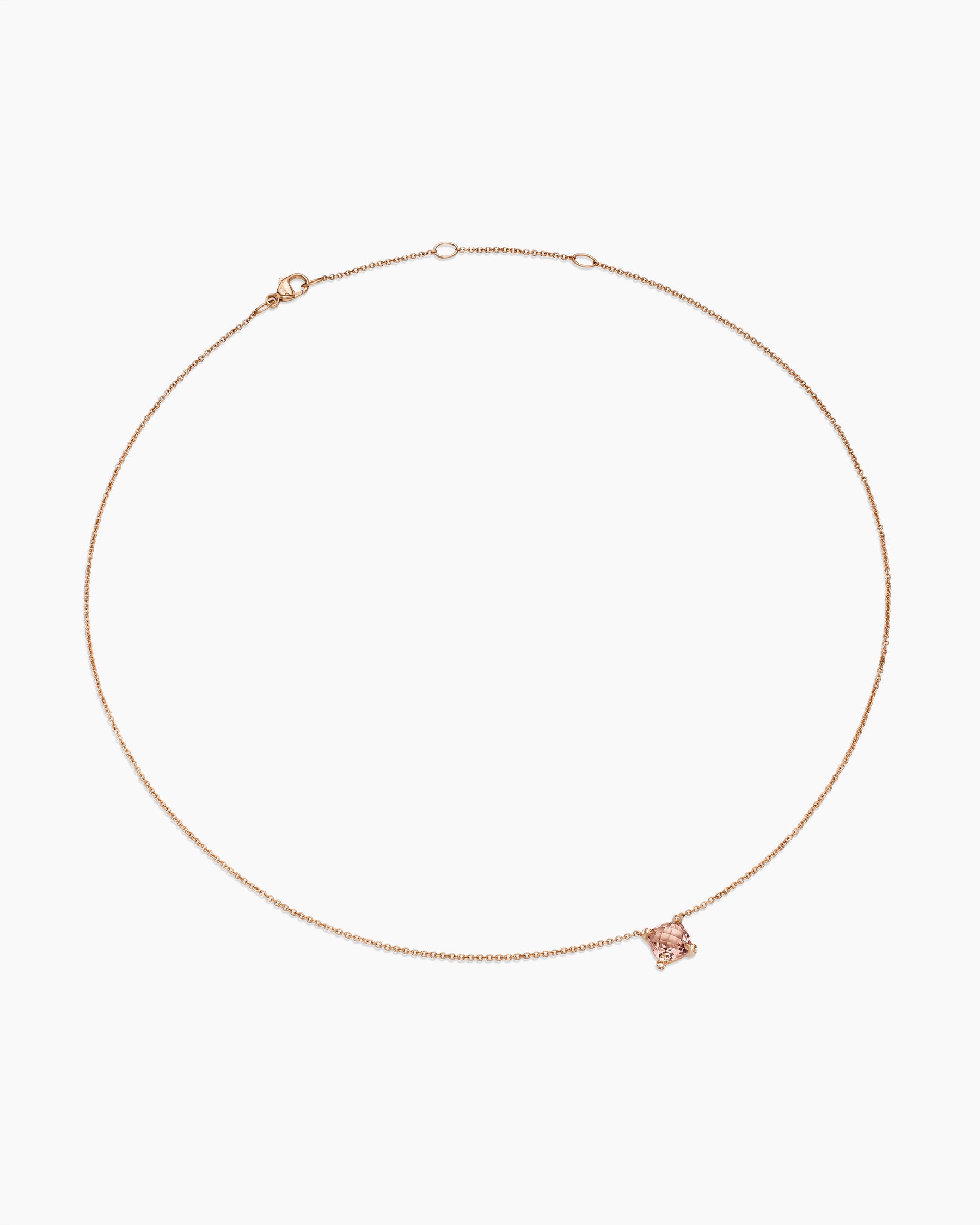 Petite Chatelaine Pendant Necklace in 18K Rose Gold with Morganite and Diamonds, 7mm - Image 3