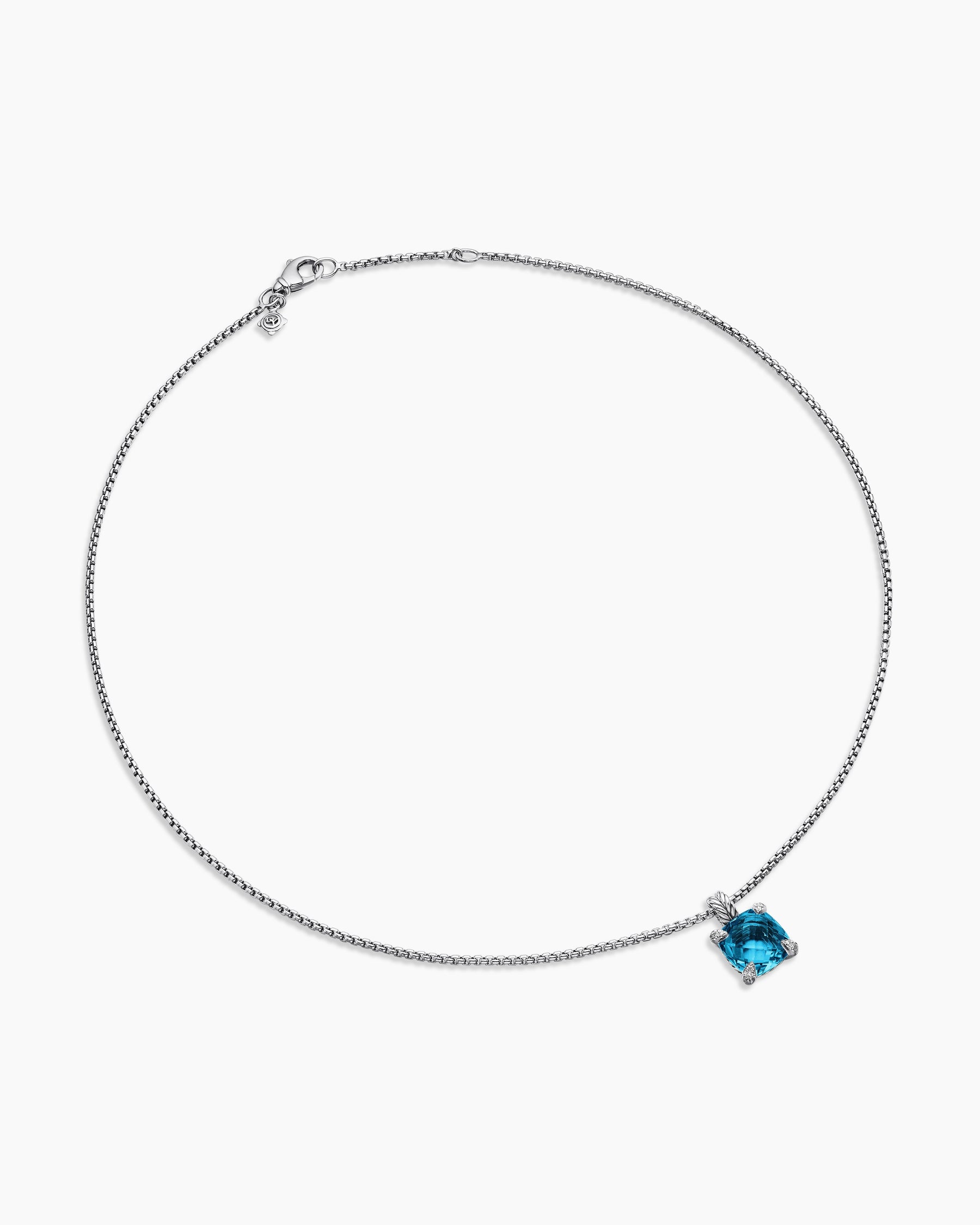 Chatelaine Pendant Necklace in Sterling Silver with Hampton Blue Topaz and Diamonds, 11mm - Image 3