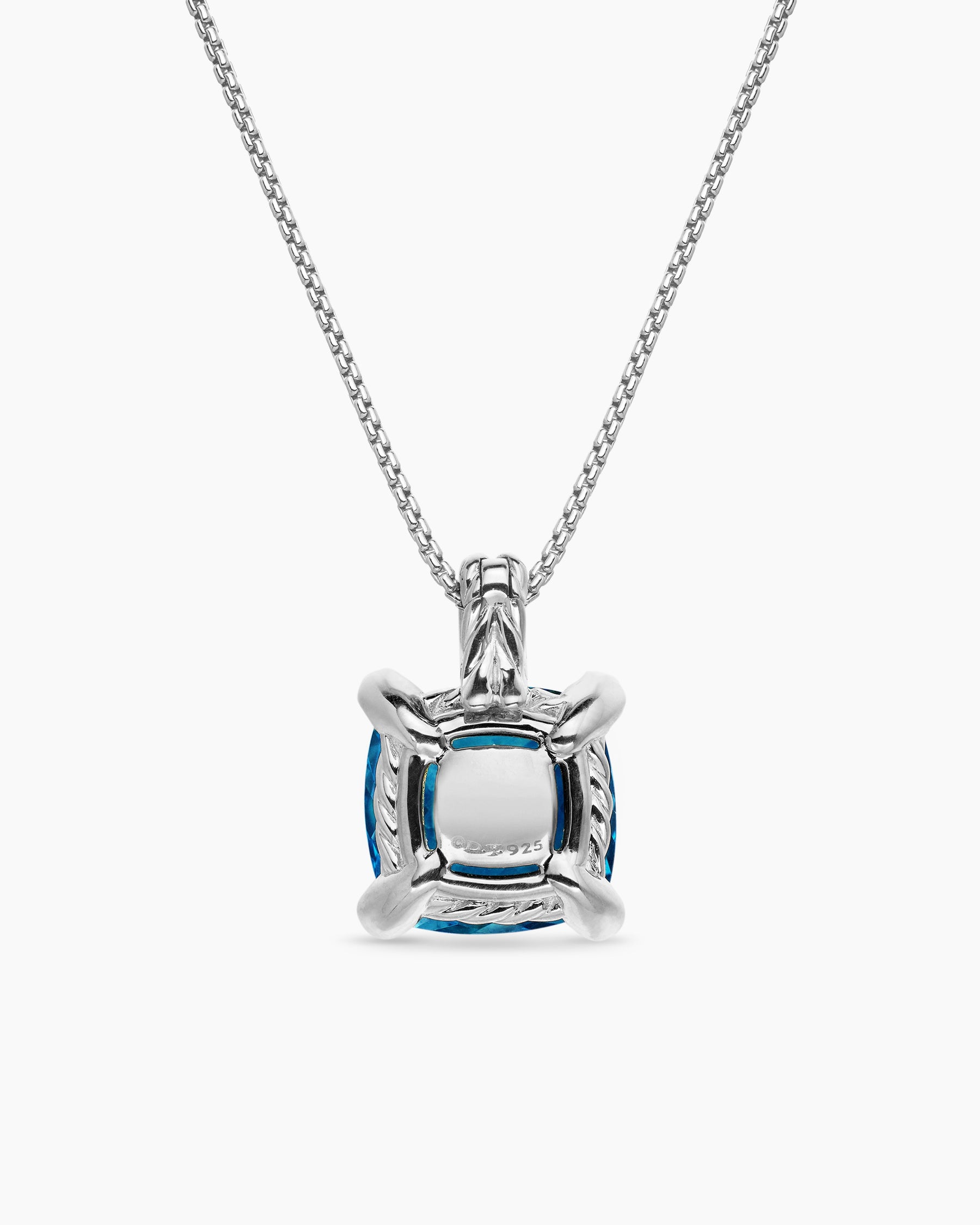 Chatelaine Pendant Necklace in Sterling Silver with Hampton Blue Topaz and Diamonds, 11mm - Image 4
