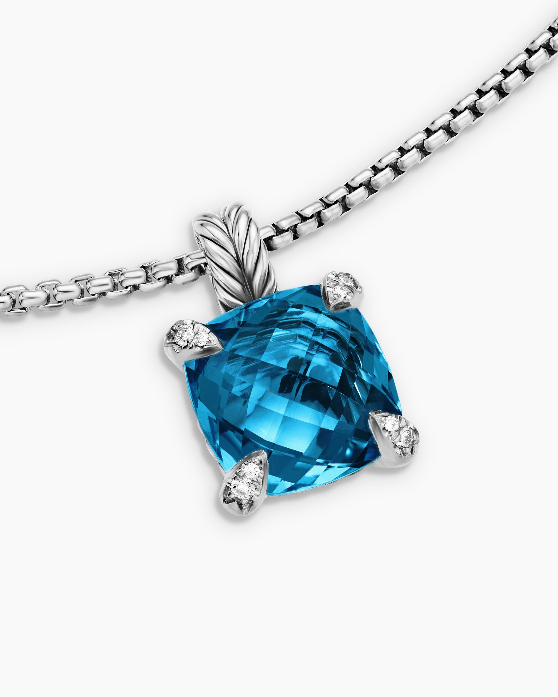 Chatelaine Pendant Necklace in Sterling Silver with Hampton Blue Topaz and Diamonds, 11mm - Image 5