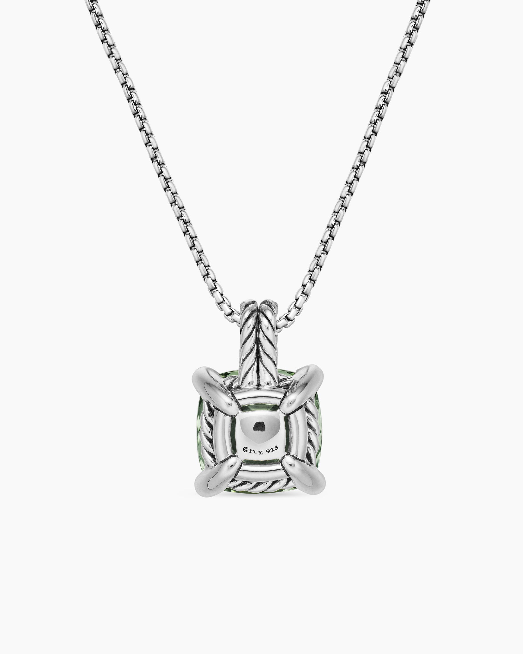Chatelaine Pendant Necklace in Sterling Silver with Prasiolte and Diamonds, 11mm - Image 4