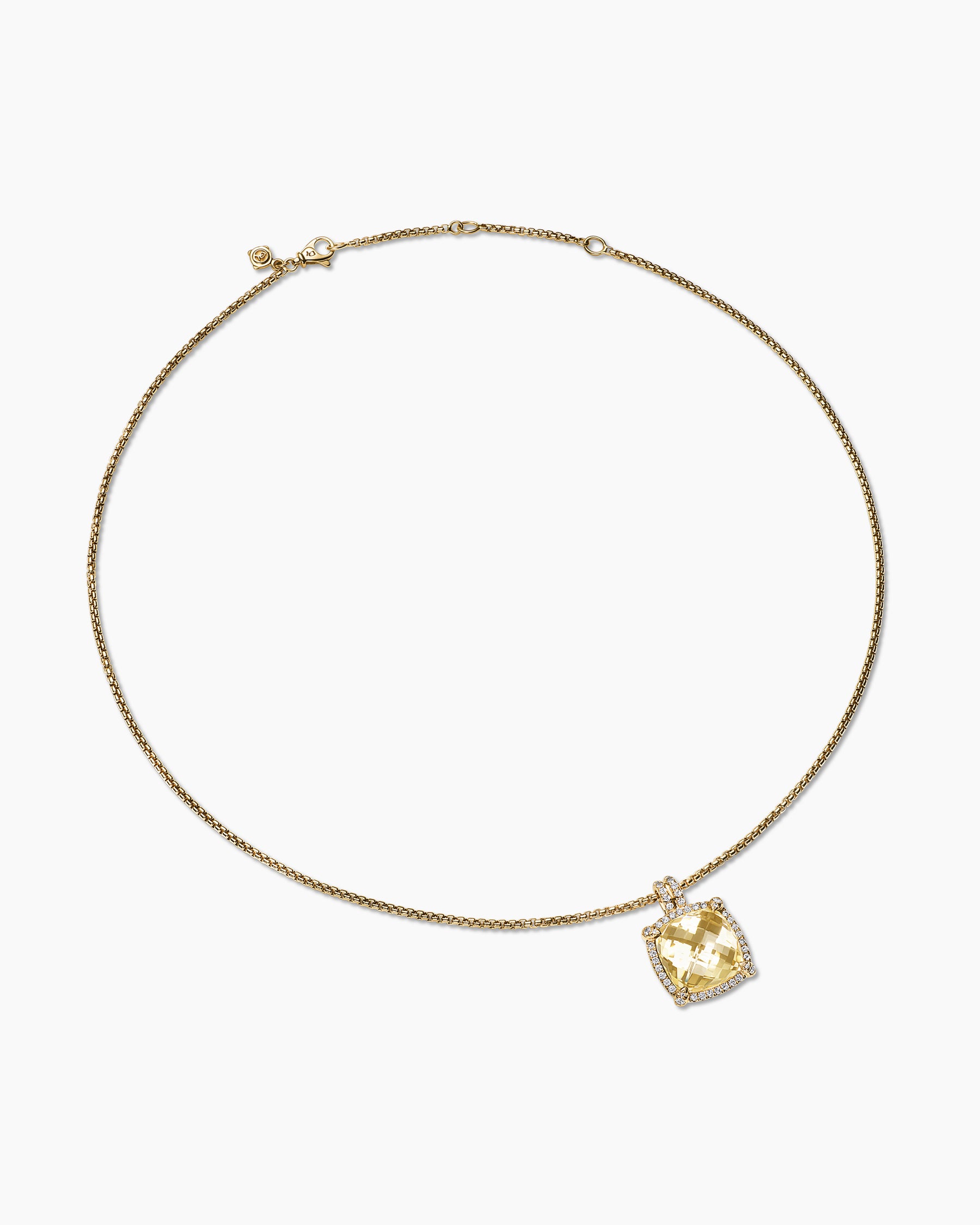 Chatelaine Pavé Bezel Pendant Necklace in 18K Yellow Gold with Champagne Citrine and Diamonds, 14mm - Image 3