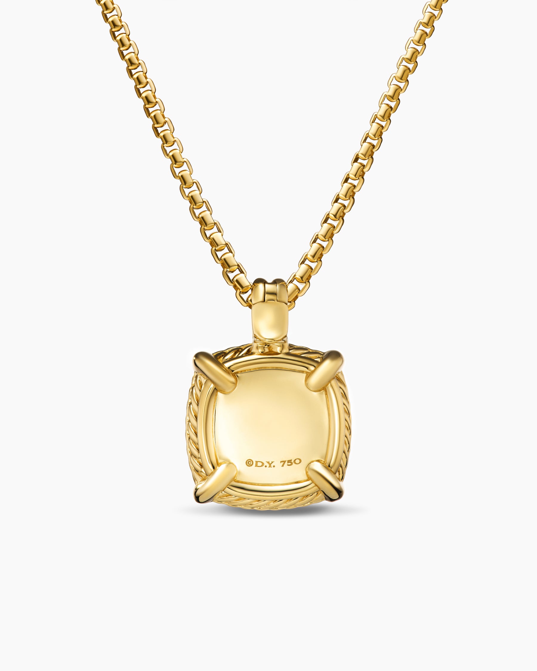 Chatelaine Pavé Bezel Pendant Necklace in 18K Yellow Gold with Champagne Citrine and Diamonds, 14mm - Image 4