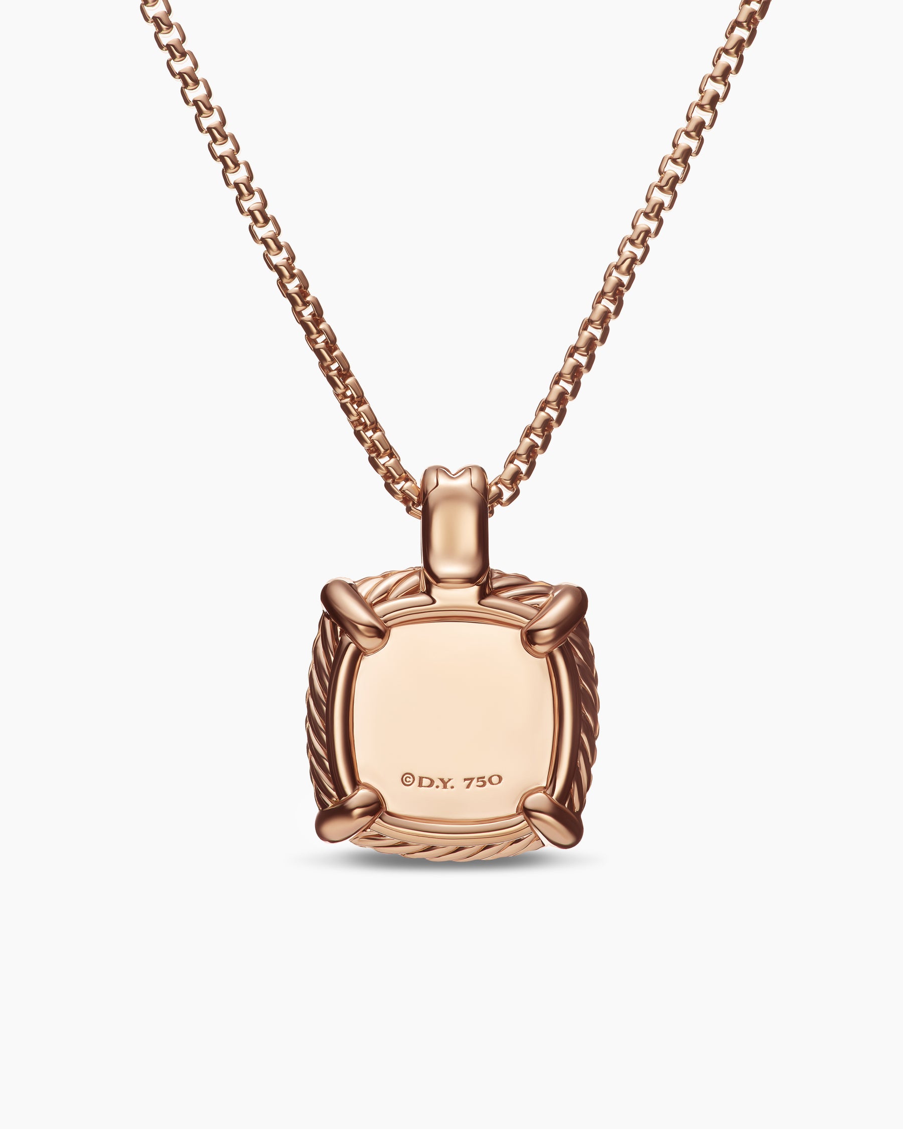 Chatelaine Pavé Bezel Pendant Necklace in 18K Rose Gold with Morganite and Diamonds, 14mm - Image 4