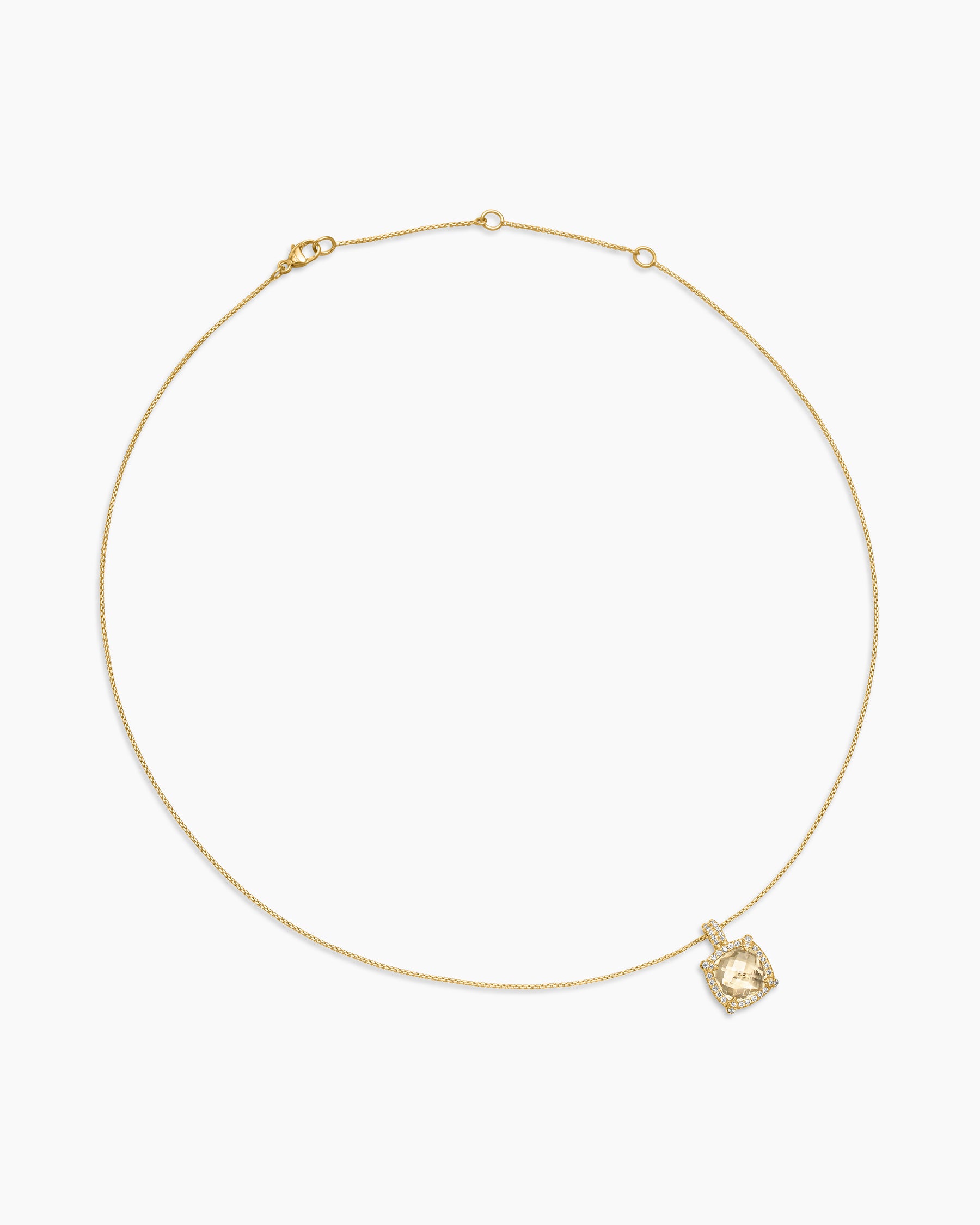 Chatelaine Pavé Bezel Pendant Necklace in 18K Yellow Gold with Champagne Citrine and Diamonds, 9mm - Image 3