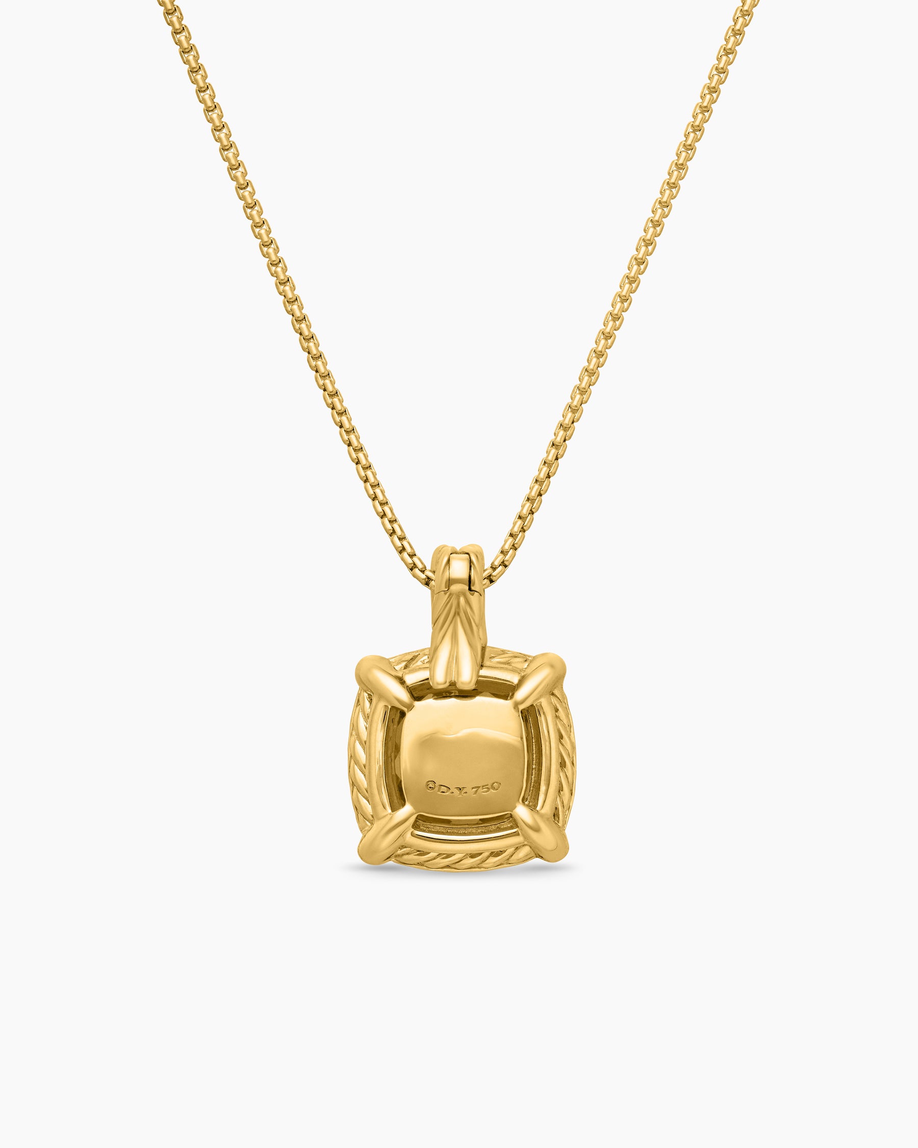 Chatelaine Pavé Bezel Pendant Necklace in 18K Yellow Gold with Champagne Citrine and Diamonds, 9mm - Image 4