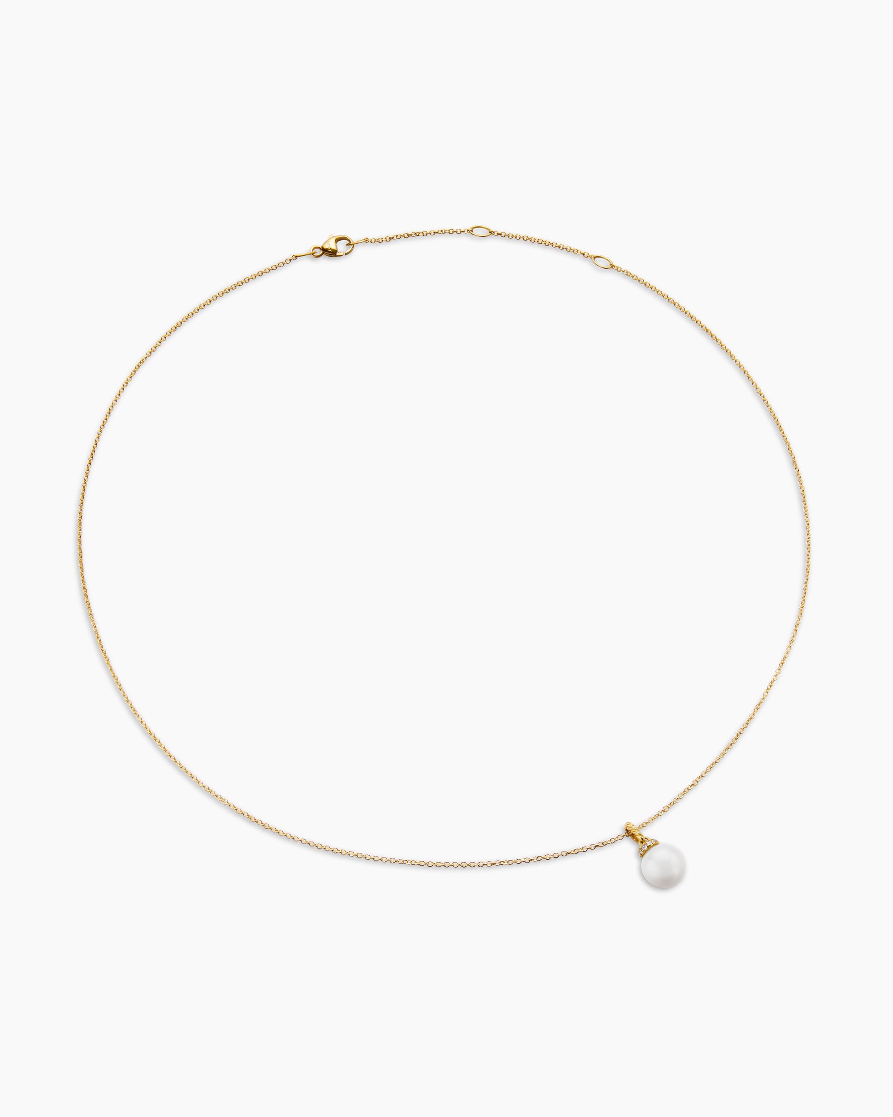 Solari Pendant Necklace in 18K Yellow Gold with Pearl and Diamonds, 8mm - Image 3