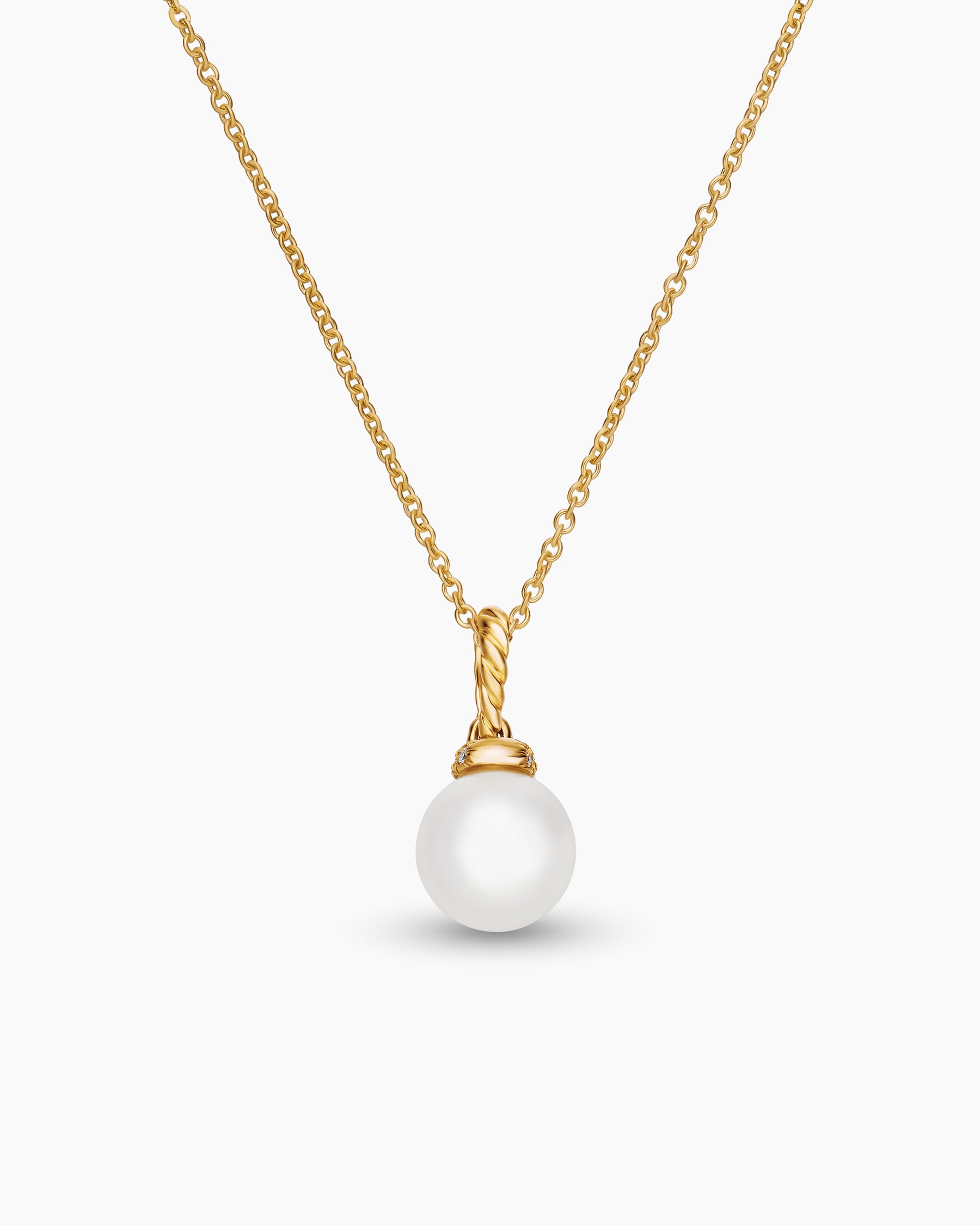 Solari Pendant Necklace in 18K Yellow Gold with Pearl and Diamonds, 8mm - Image 4