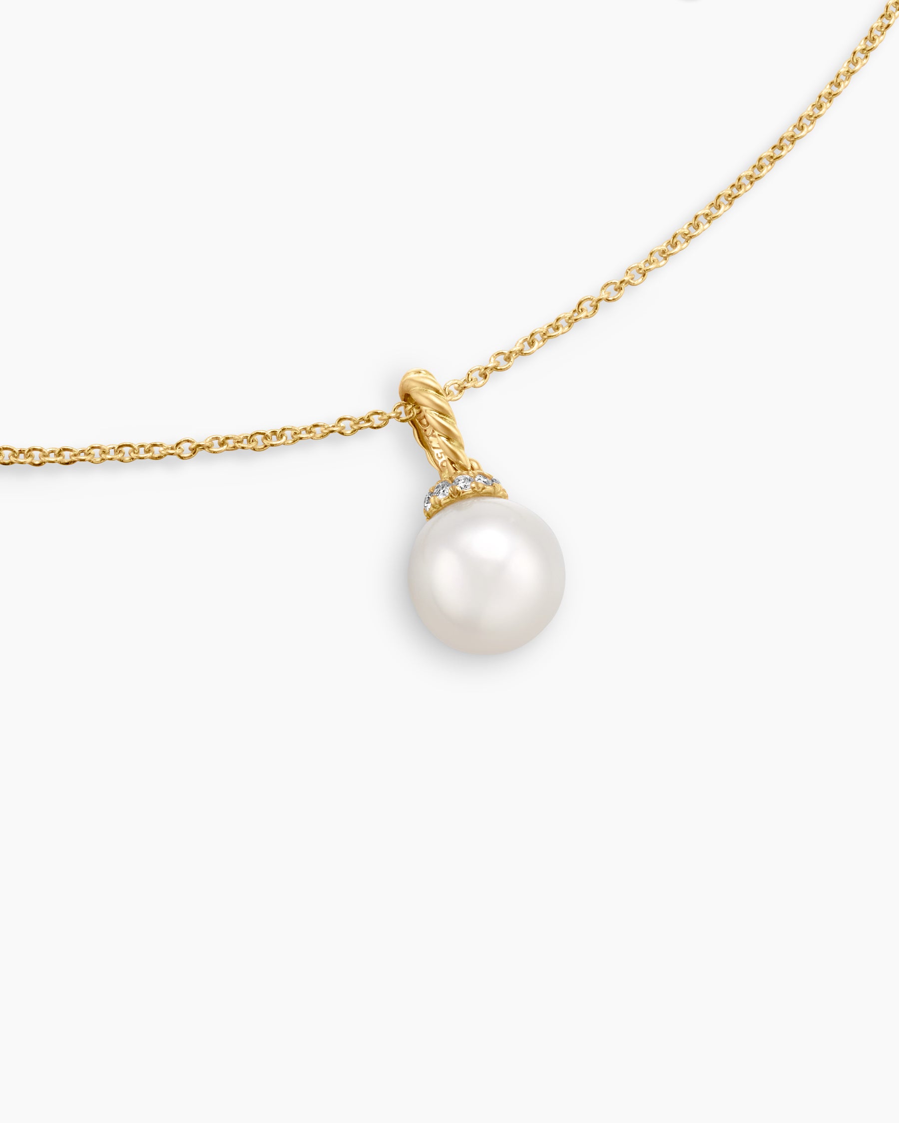 Solari Pendant Necklace in 18K Yellow Gold with Pearl and Diamonds, 8mm - Image 5