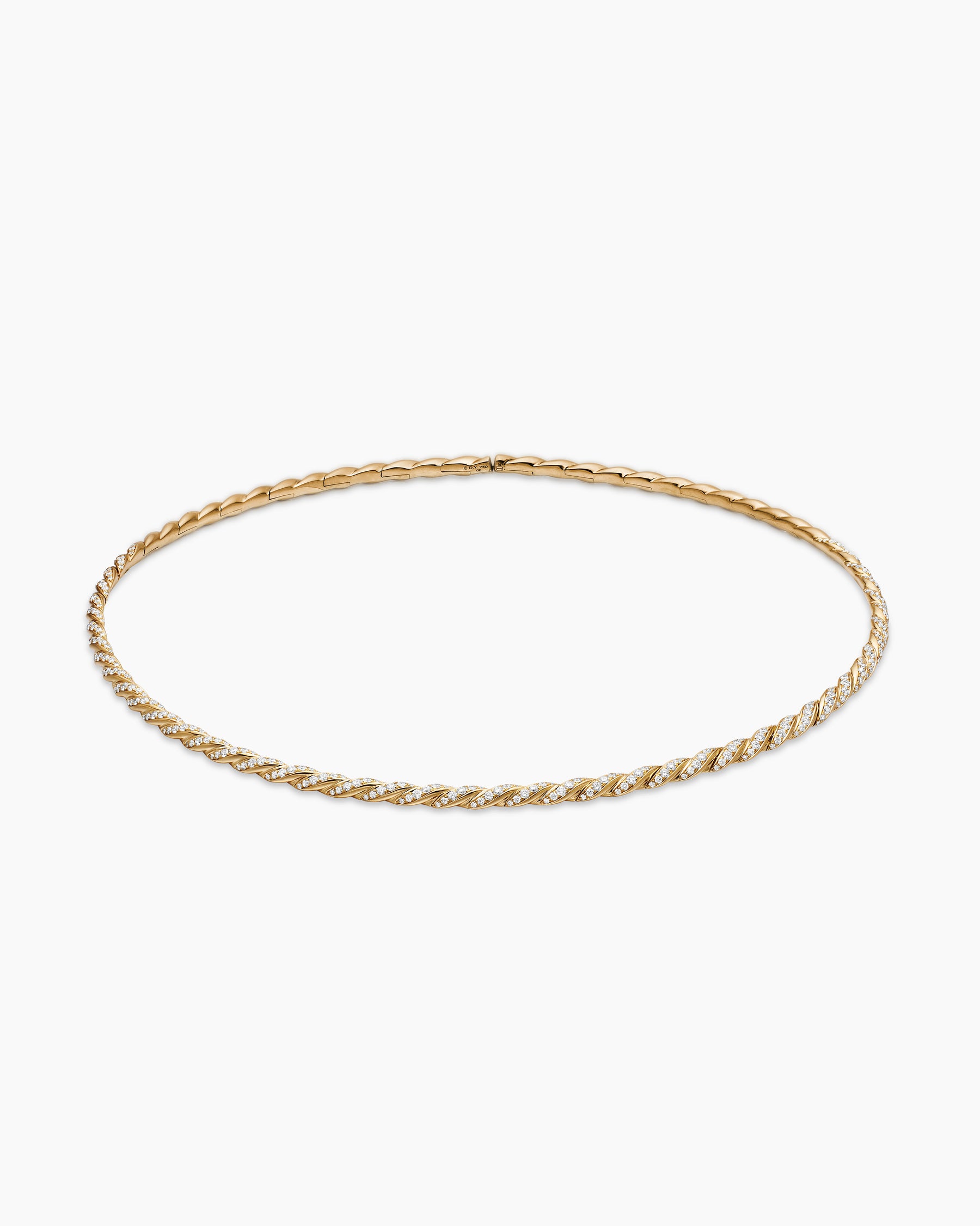 Sculpted Cable Flex Necklace in 18K Yellow Gold with Diamonds, 3.7mm - Image 3