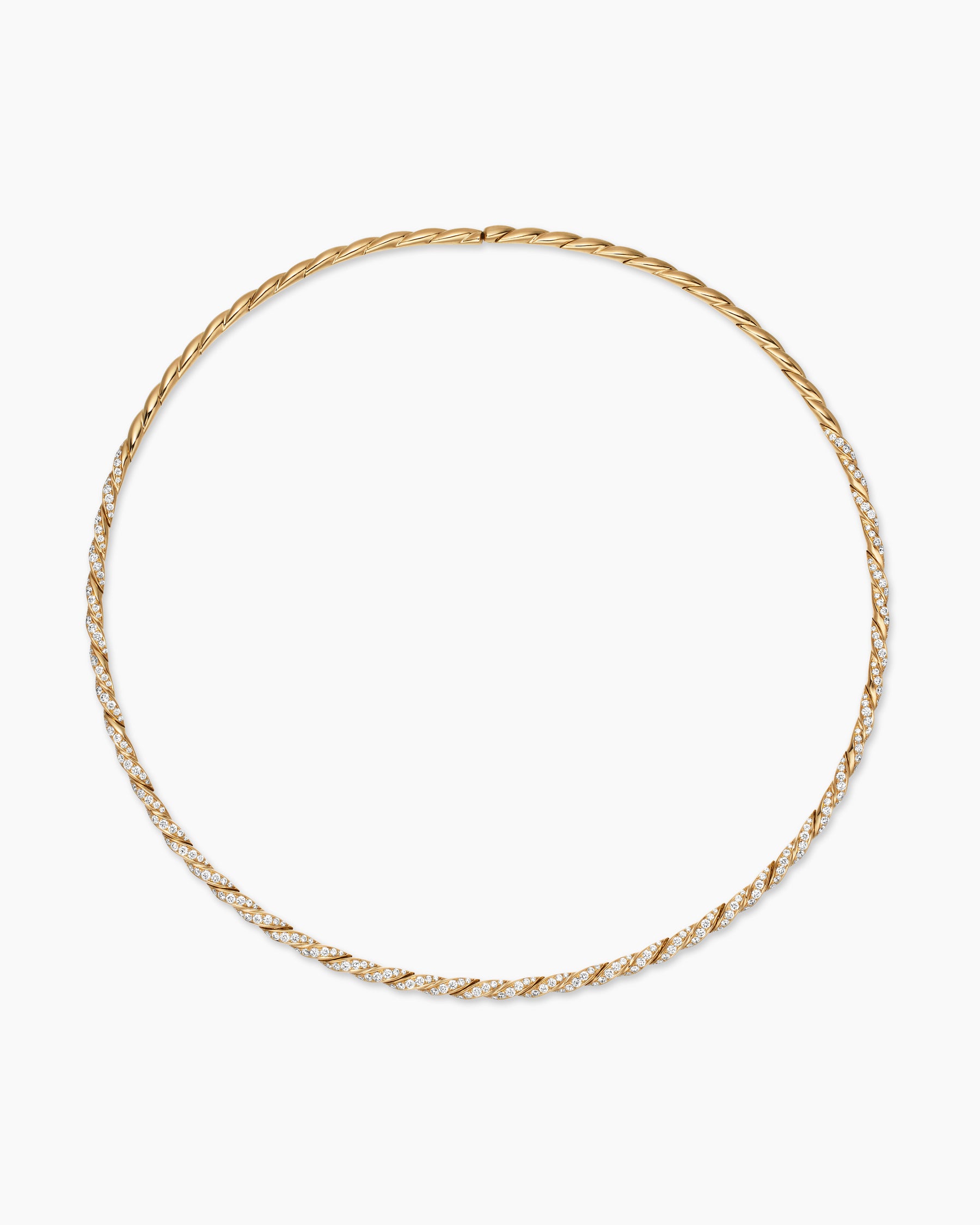 Sculpted Cable Flex Necklace in 18K Yellow Gold with Diamonds, 3.7mm