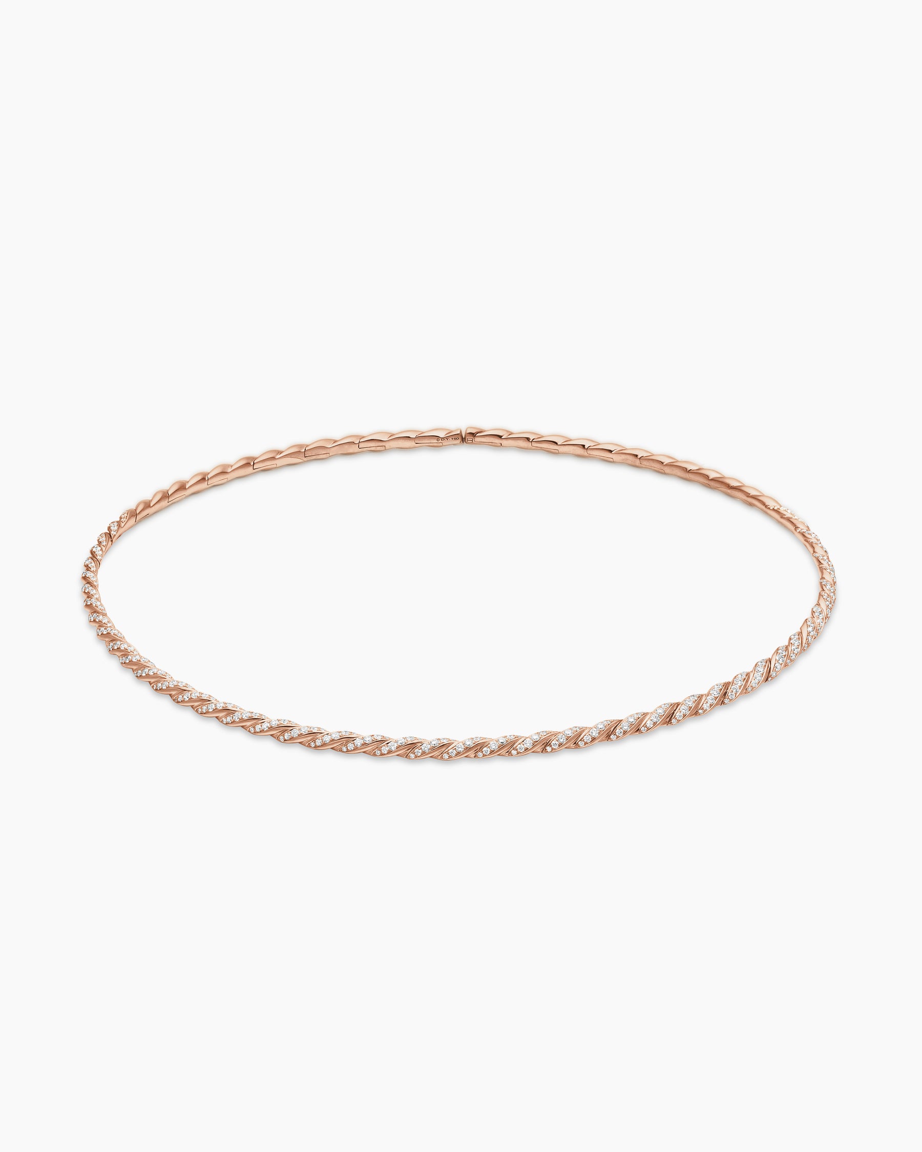 Sculpted Cable Flex Necklace in 18K Rose Gold with Diamonds, 3.7mm - Image 3