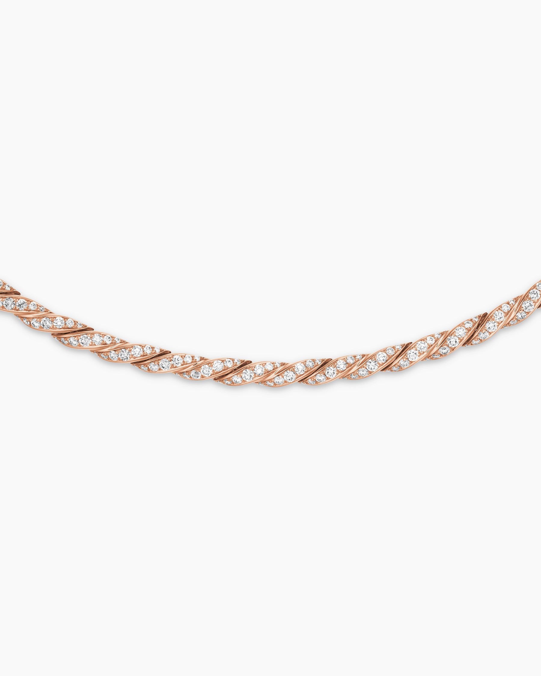 Sculpted Cable Flex Necklace in 18K Rose Gold with Diamonds, 3.7mm - Image 4