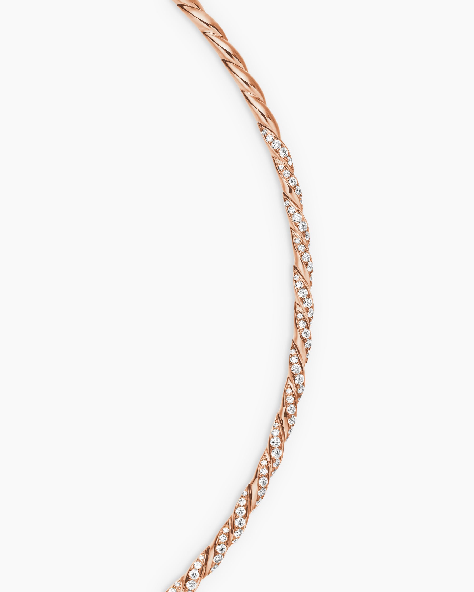 Sculpted Cable Flex Necklace in 18K Rose Gold with Diamonds, 3.7mm - Image 5