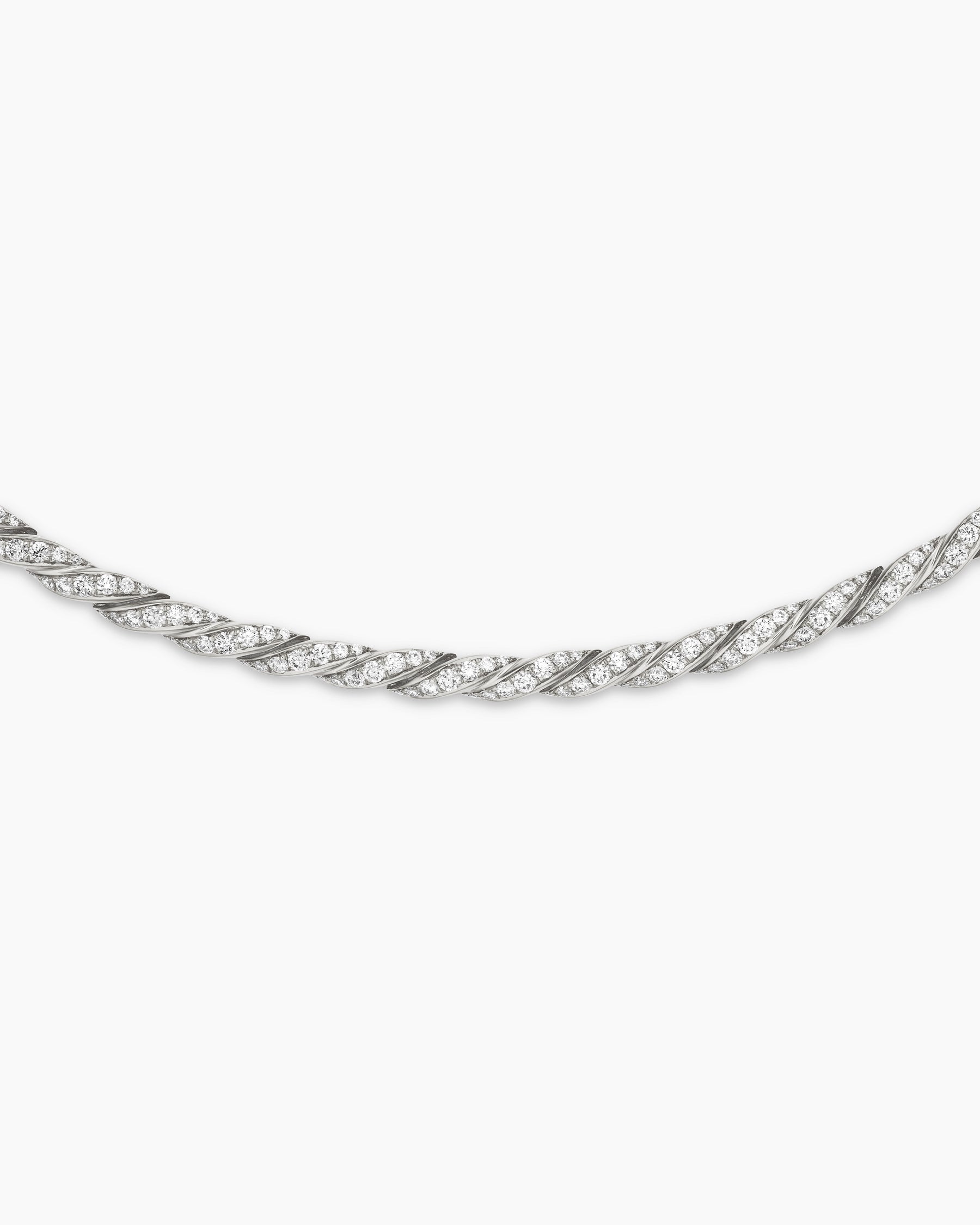 Sculpted Cable Flex Necklace in 18K White Gold with Diamonds, 3.7mm - Image 4