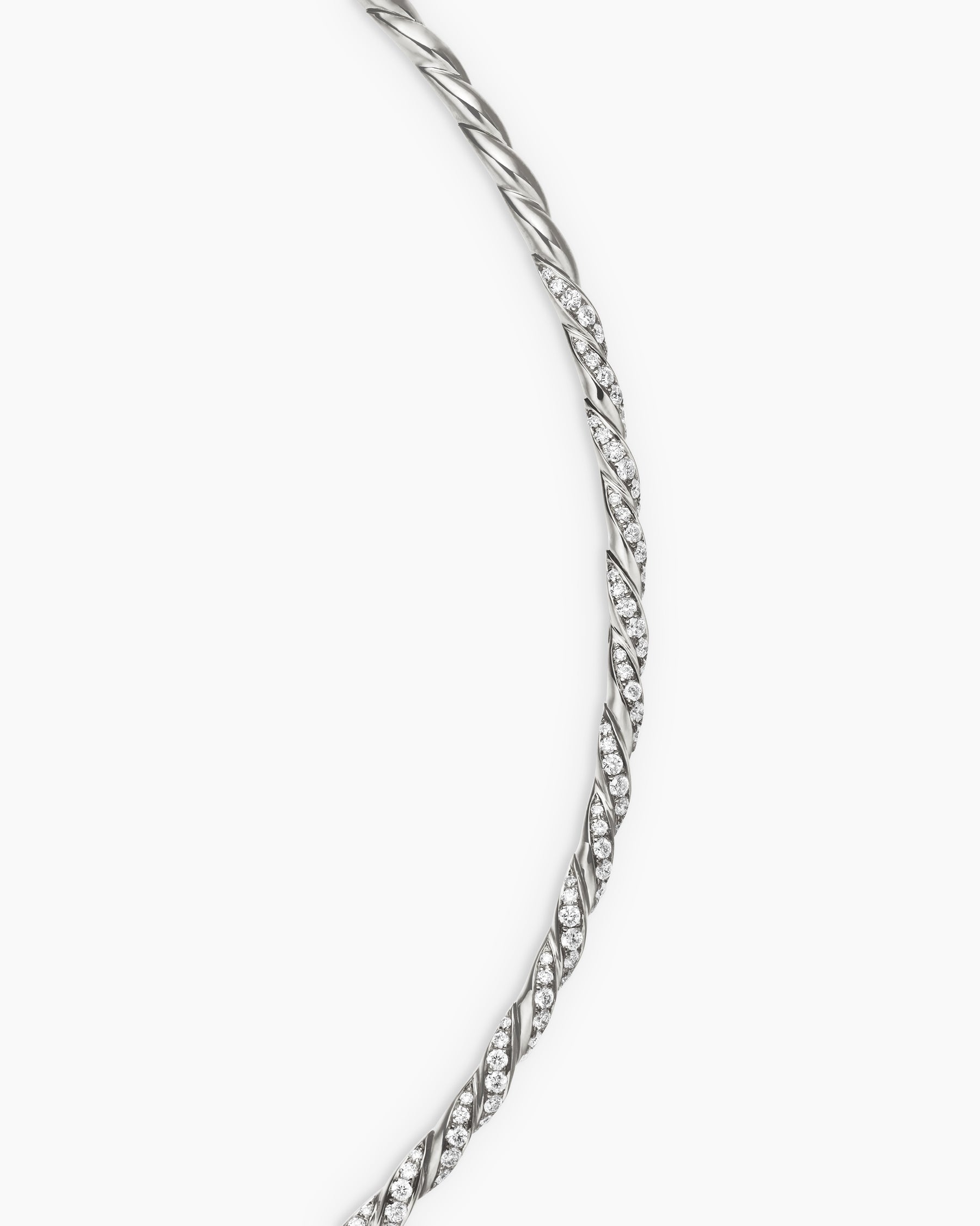 Sculpted Cable Flex Necklace in 18K White Gold with Diamonds, 3.7mm - Image 5