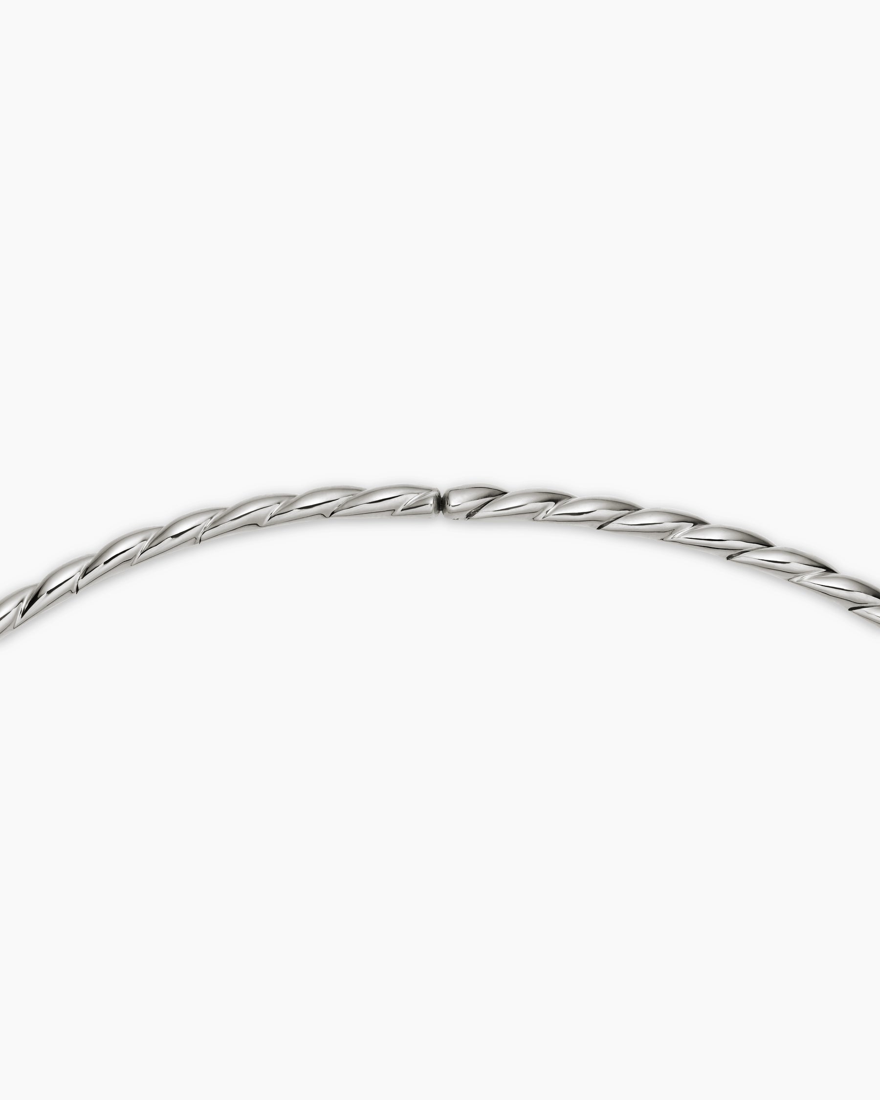 Sculpted Cable Flex Necklace in 18K White Gold with Diamonds, 3.7mm - Image 6