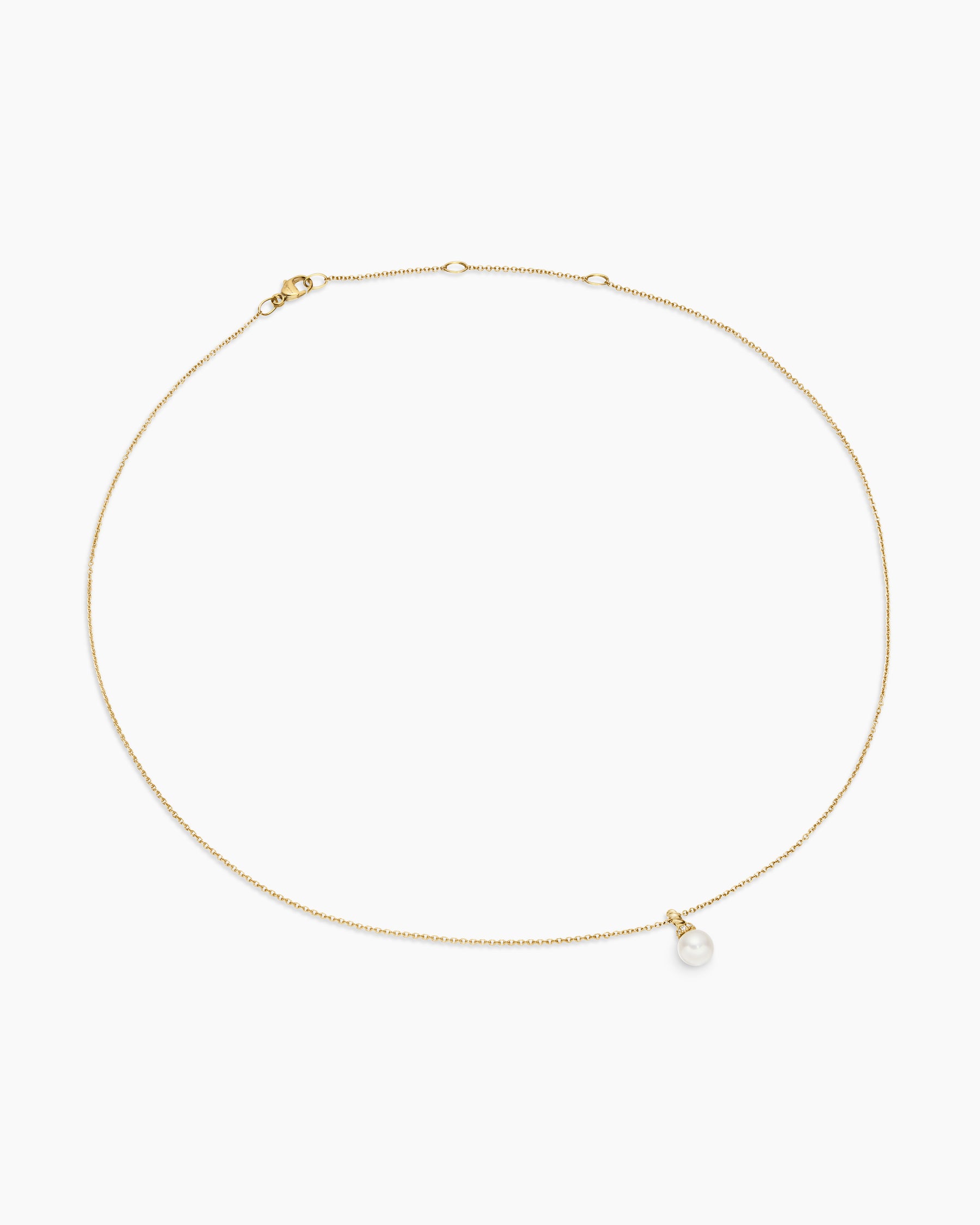 Petite Solari Pendant Necklace in 18K Yellow Gold with Pearl and Diamonds, 6mm - Image 3