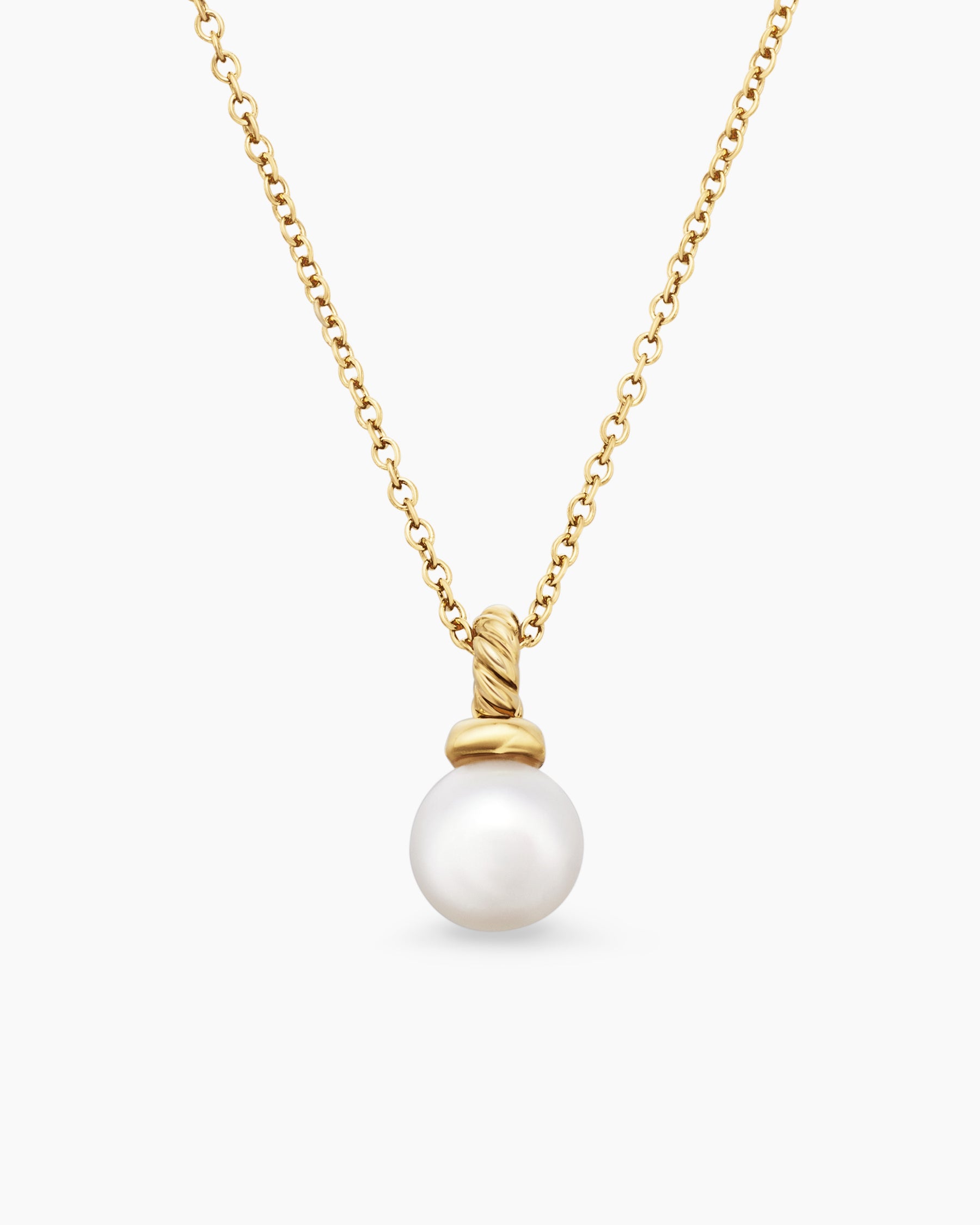 Petite Solari Pendant Necklace in 18K Yellow Gold with Pearl and Diamonds, 6mm - Image 4