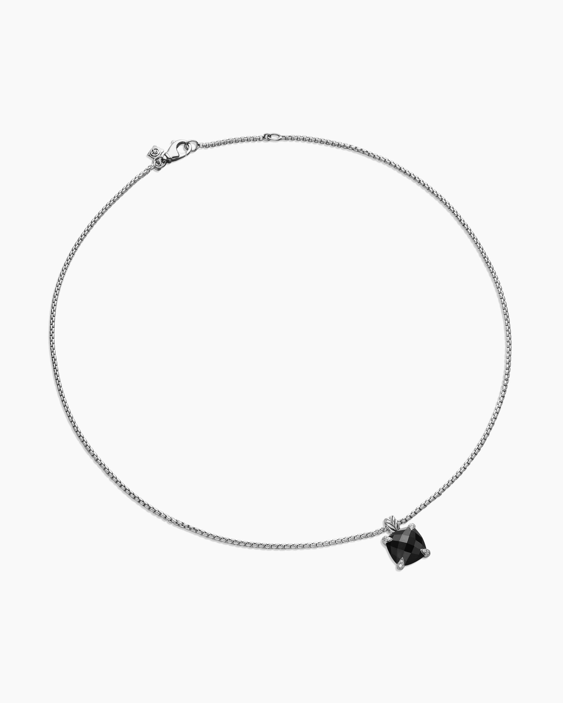 Chatelaine Pendant Necklace in Sterling Silver with Black Onyx and Diamonds, 11mm - Image 3