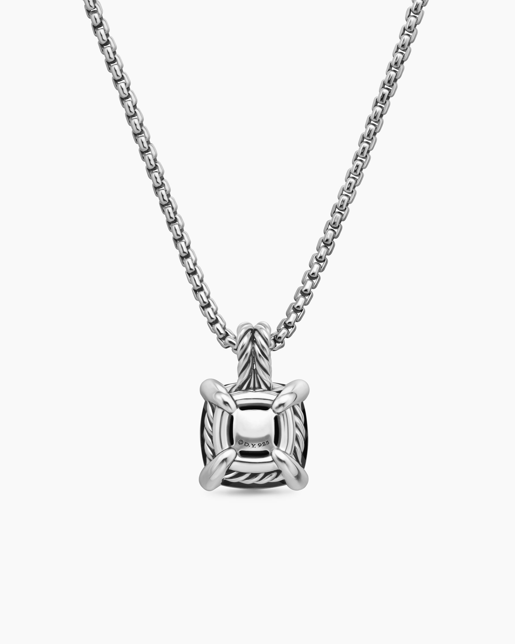 Chatelaine Pendant Necklace in Sterling Silver with Black Onyx and Diamonds, 11mm - Image 4