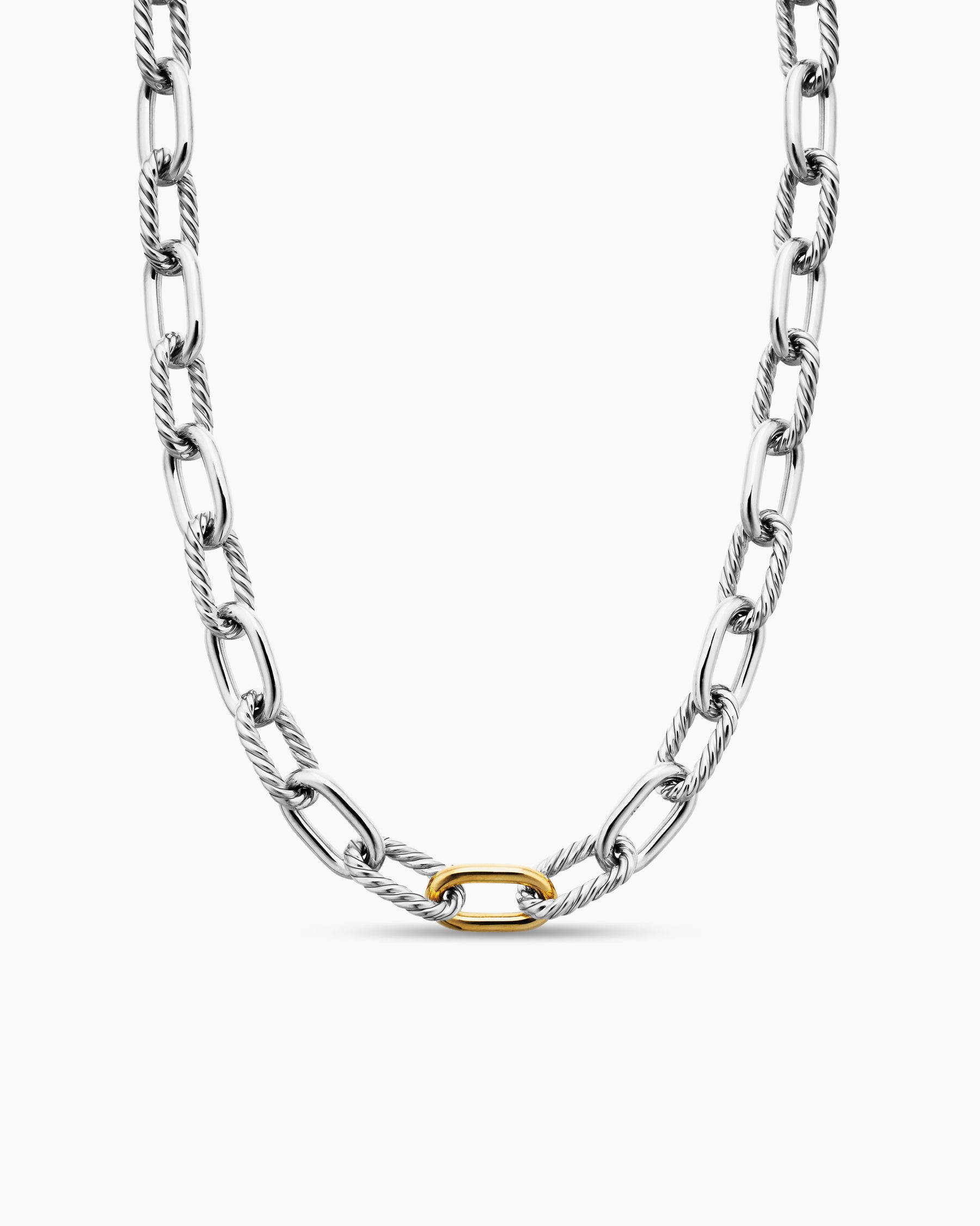 DY Madison Chain Necklace in Sterling Silver with 18K Yellow Gold, 11mm