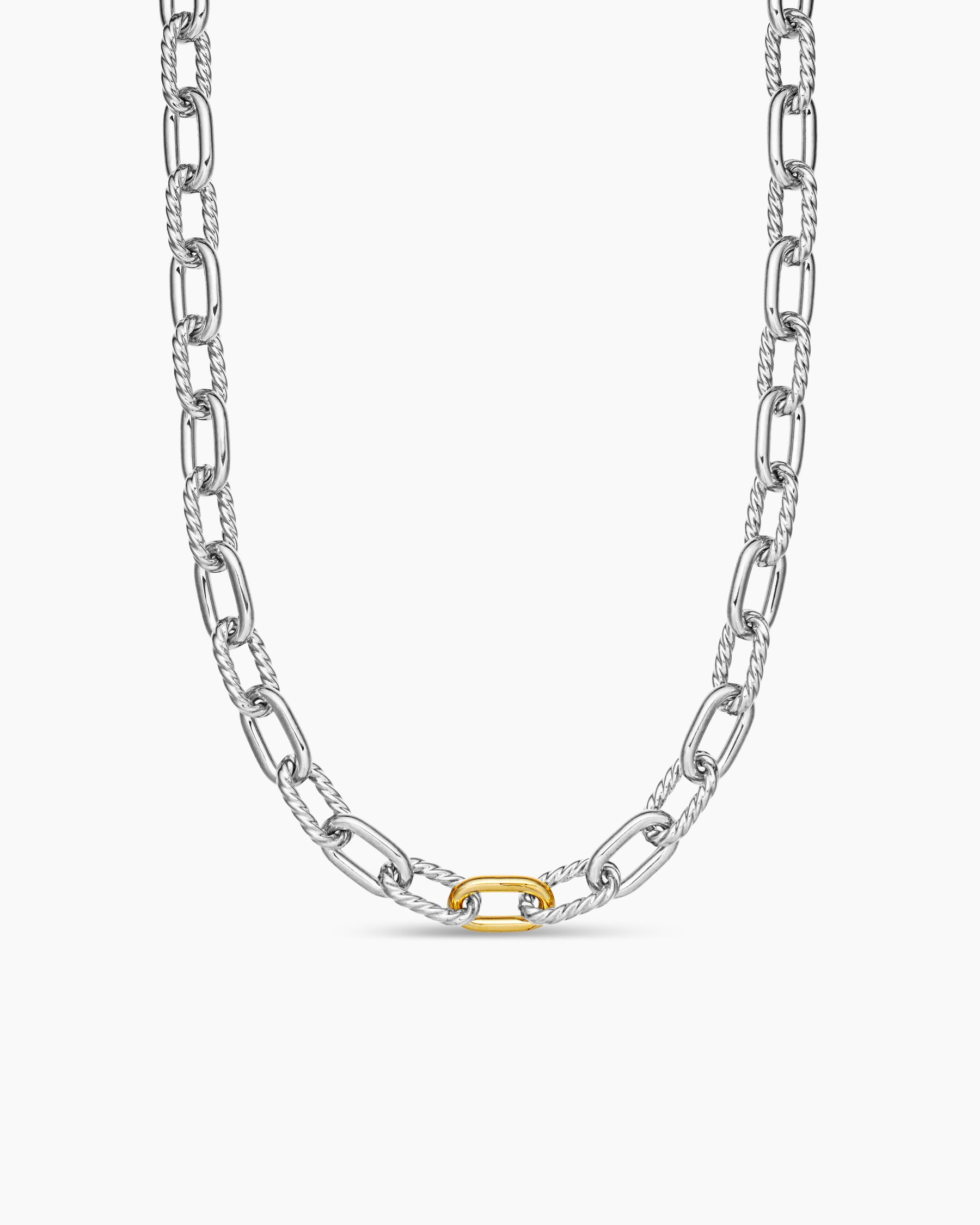 DY Madison Chain Necklace in Sterling Silver with 18K Yellow Gold, 8.5mm