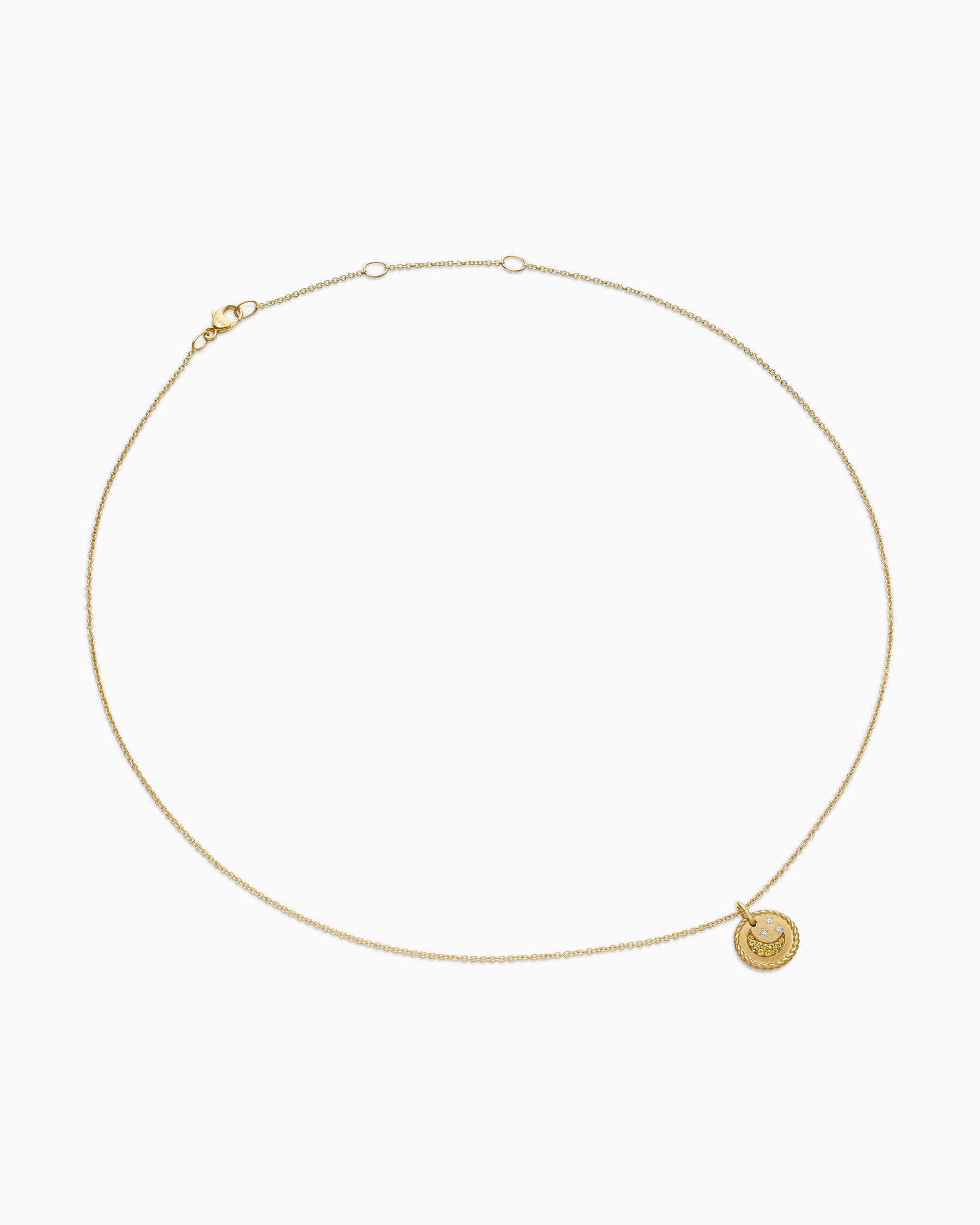 Cable Collectibles Moon and Stars Necklace in 18K Yellow Gold with Pavé Yellow Sapphires and Diamonds, 11mm - Image 3