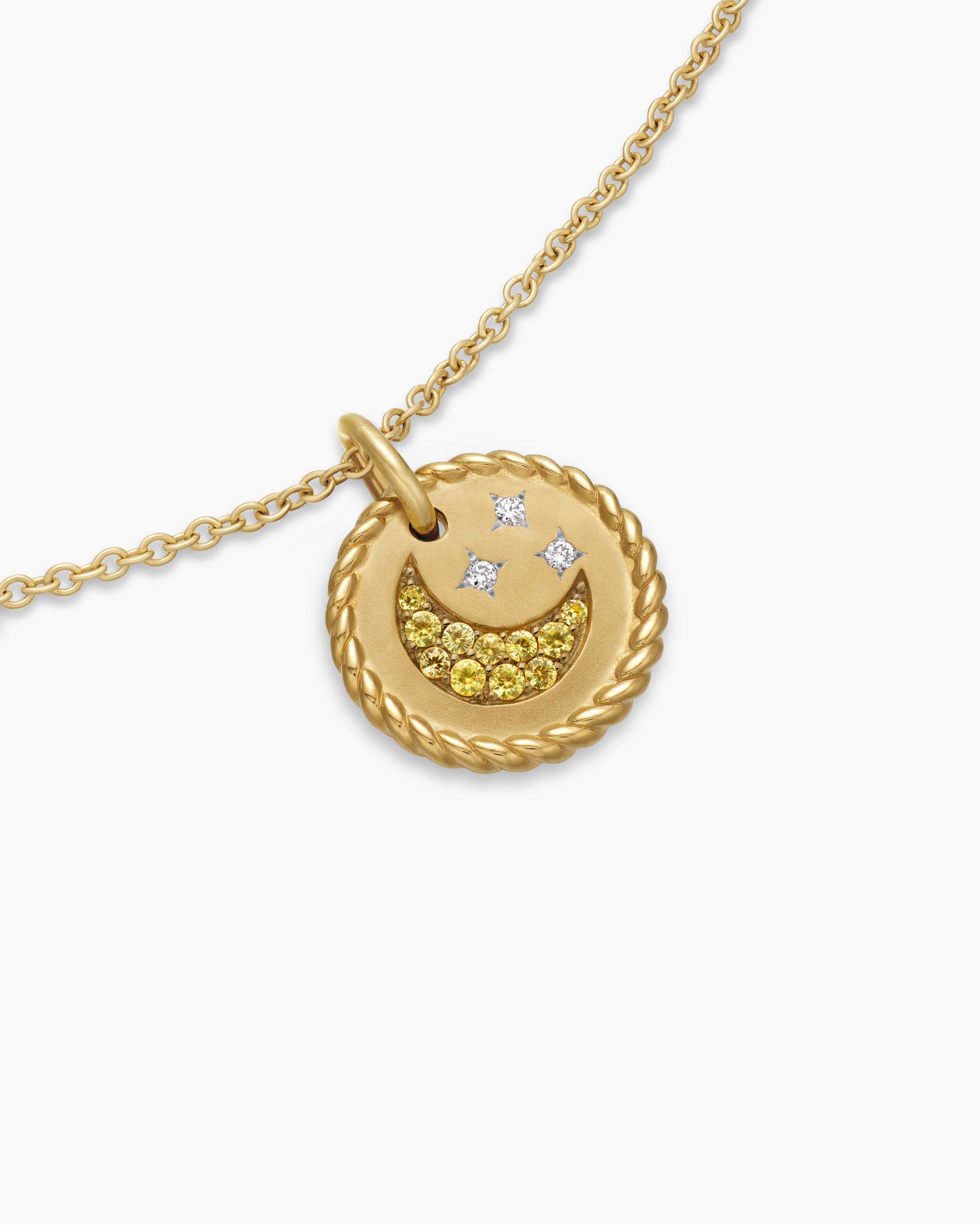Cable Collectibles Moon and Stars Necklace in 18K Yellow Gold with Pavé Yellow Sapphires and Diamonds, 11mm - Image 5