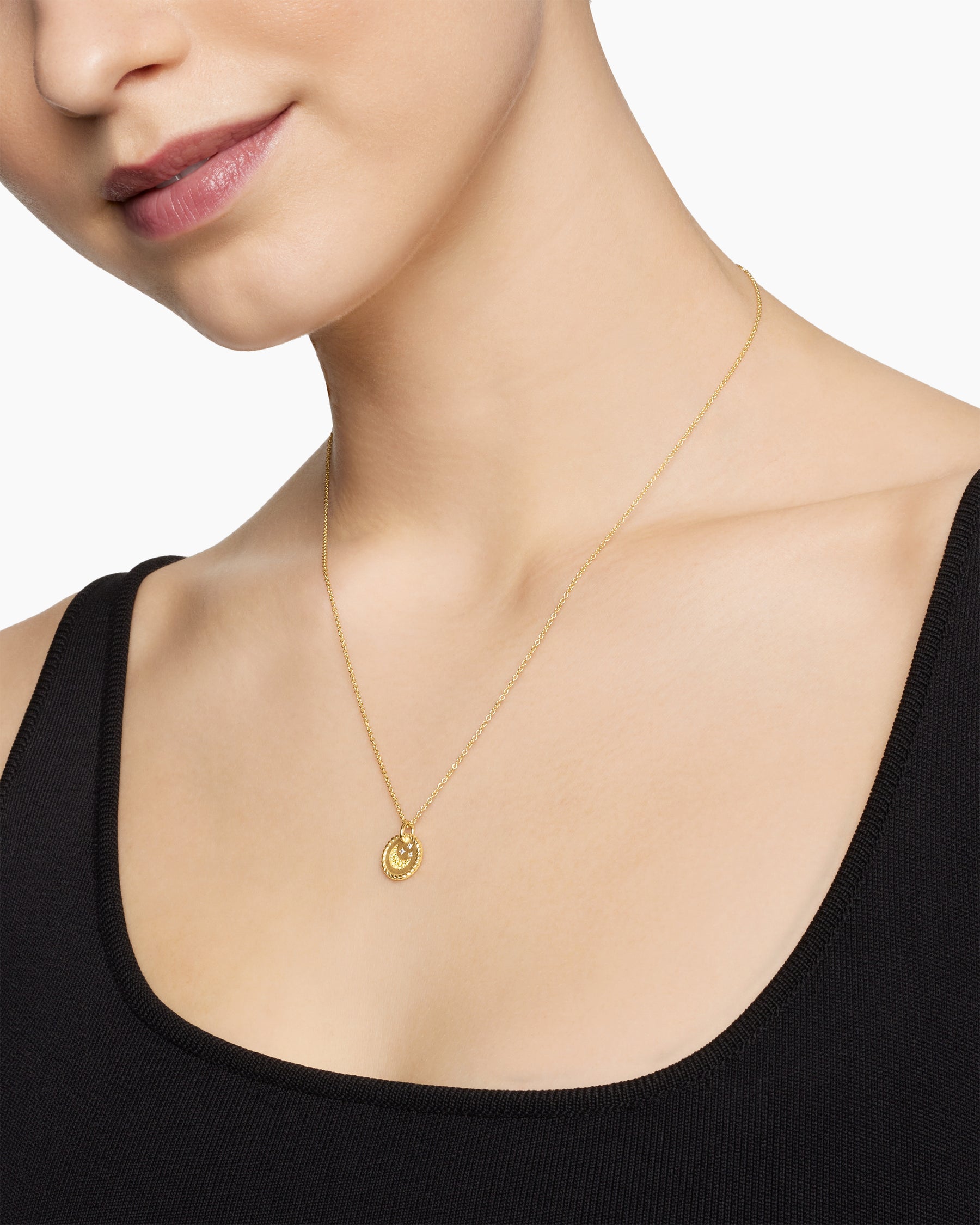 Cable Collectibles Moon and Stars Necklace in 18K Yellow Gold with Pavé Yellow Sapphires and Diamonds, 11mm - Image 6
