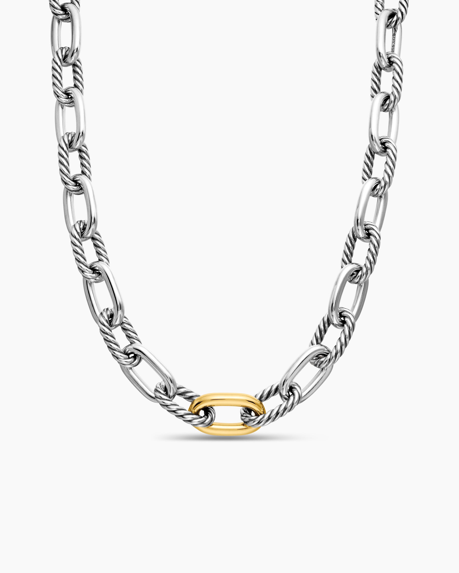 DY Madison Chain Necklace in Sterling Silver with 18K Yellow Gold, 13.5mm