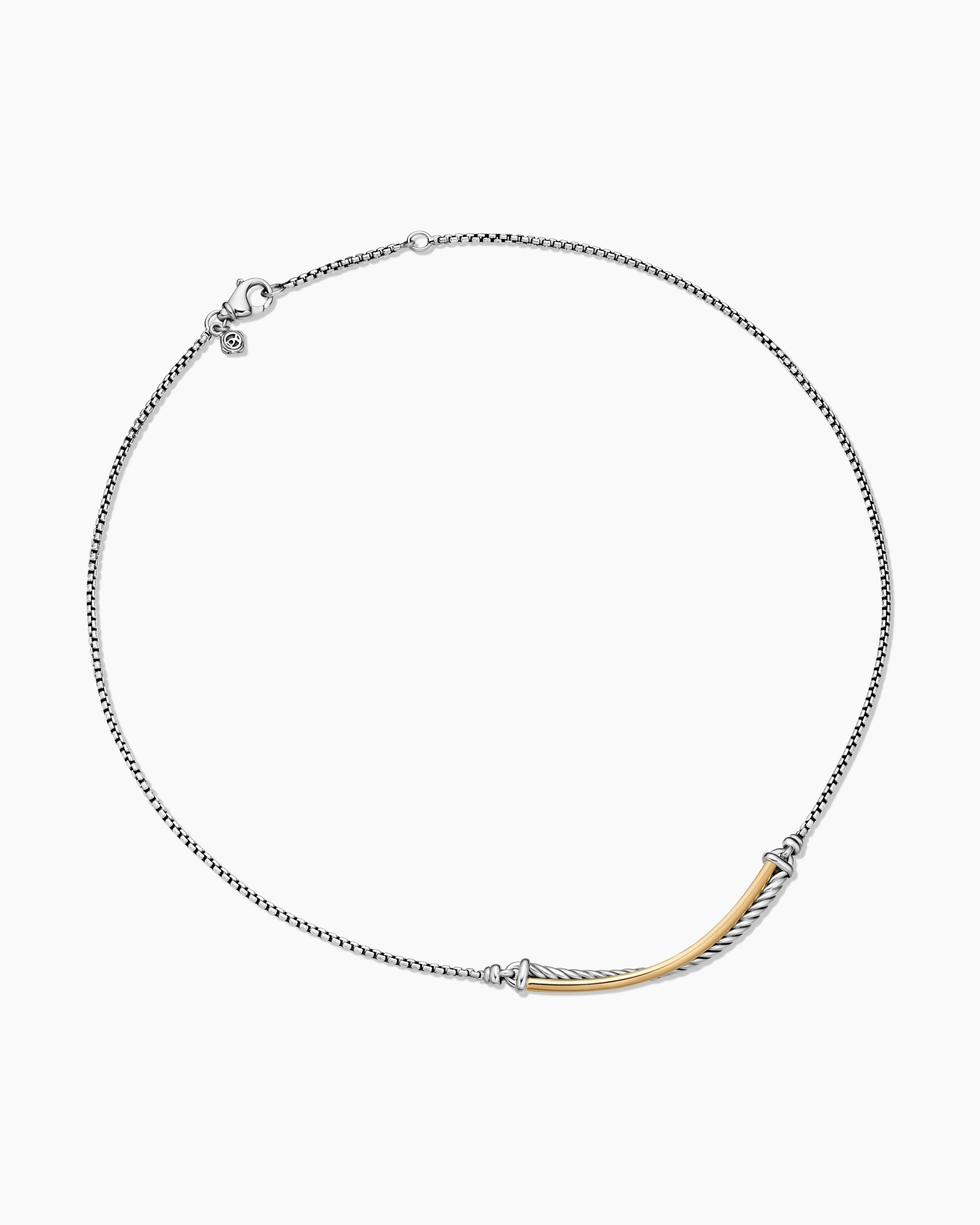 Crossover Bar Necklace in Sterling Silver with 18K Yellow Gold - Image 3
