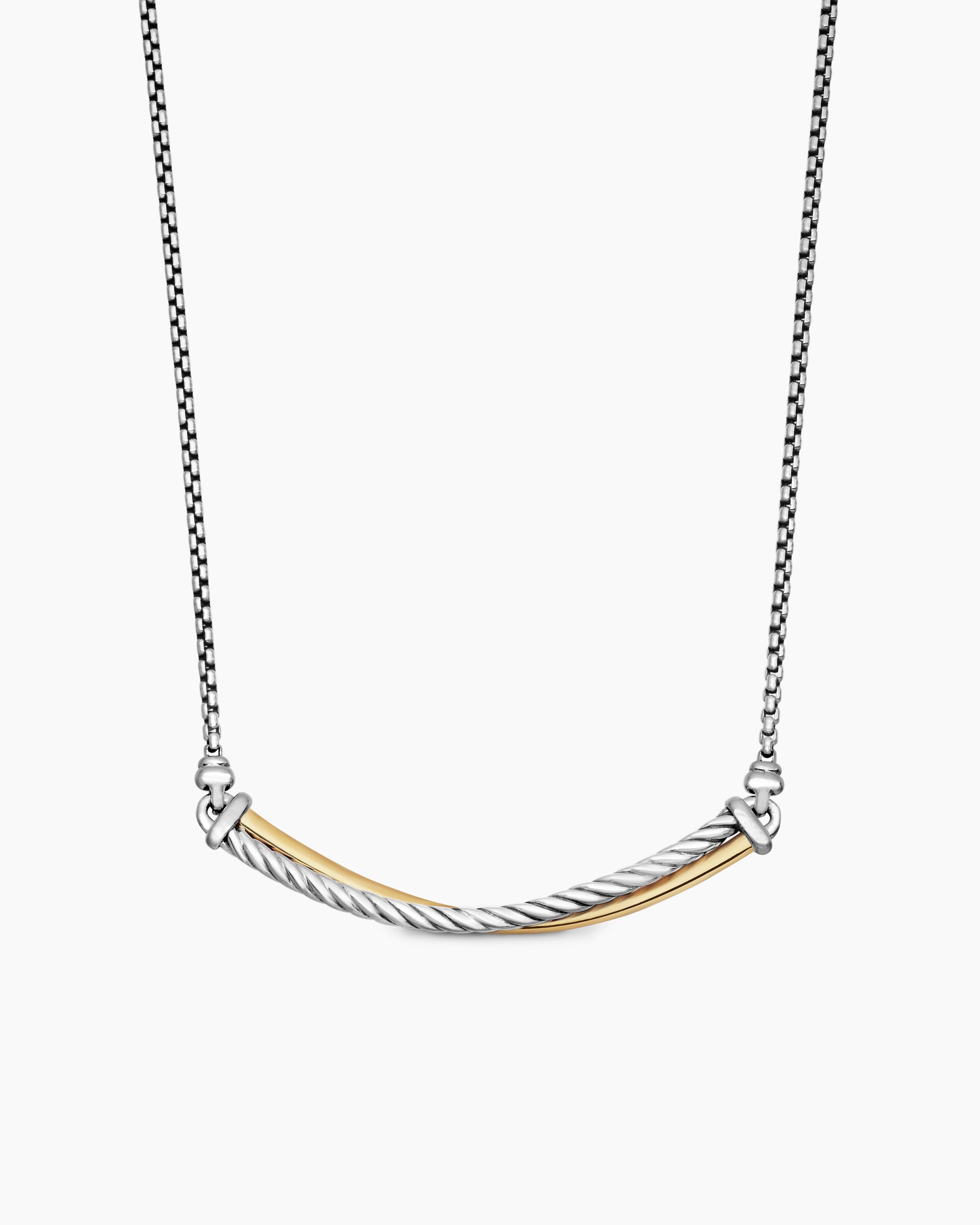 Crossover Bar Necklace in Sterling Silver with 18K Yellow Gold - Image 4