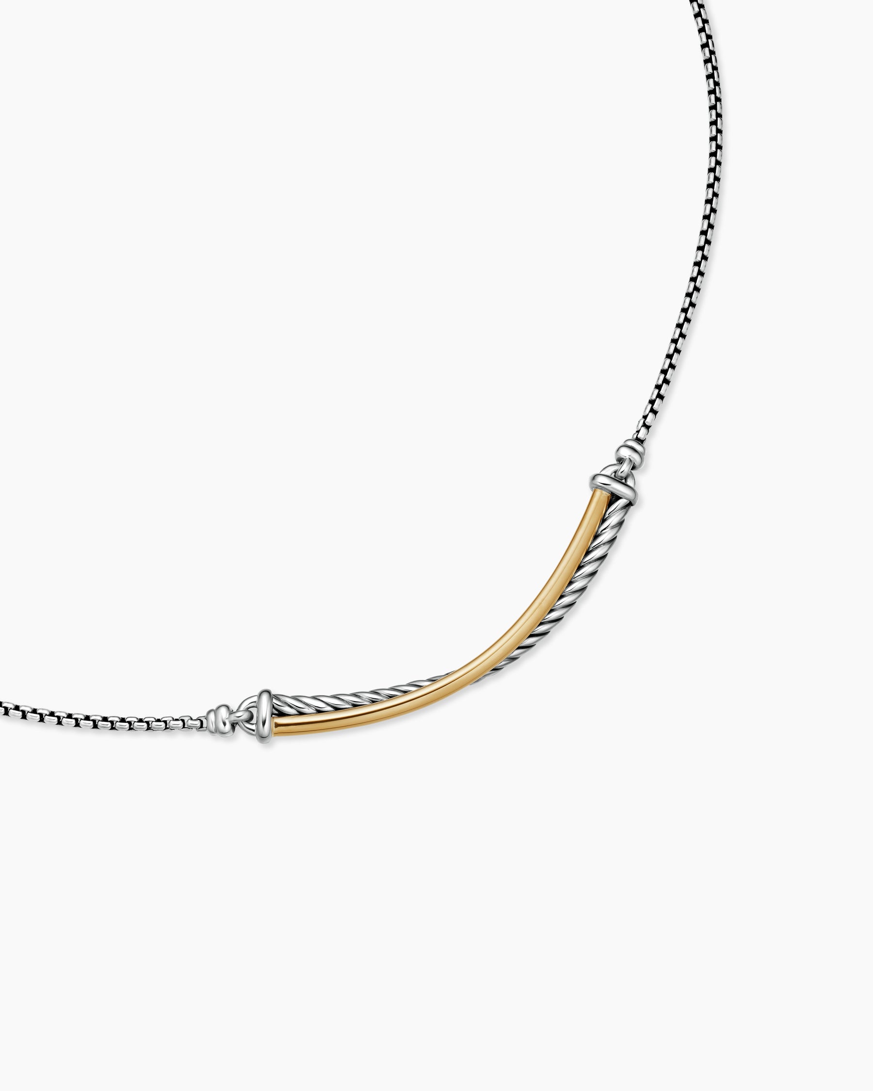 Crossover Bar Necklace in Sterling Silver with 18K Yellow Gold - Image 5