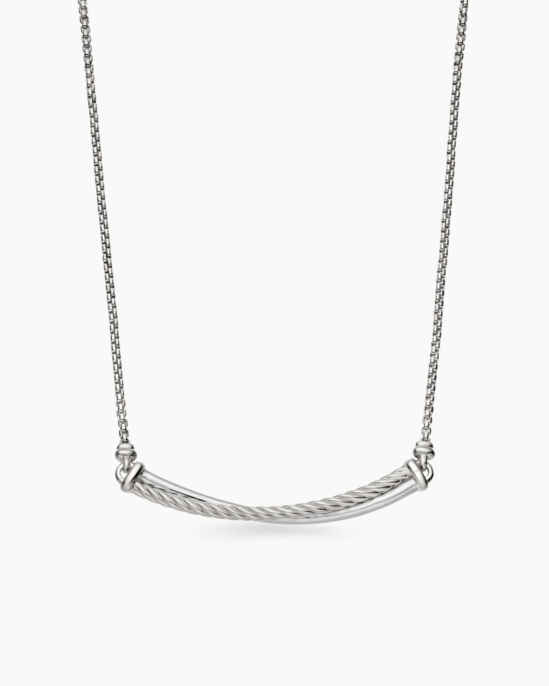 Crossover Bar Necklace in Sterling Silver with Diamonds - Image 4