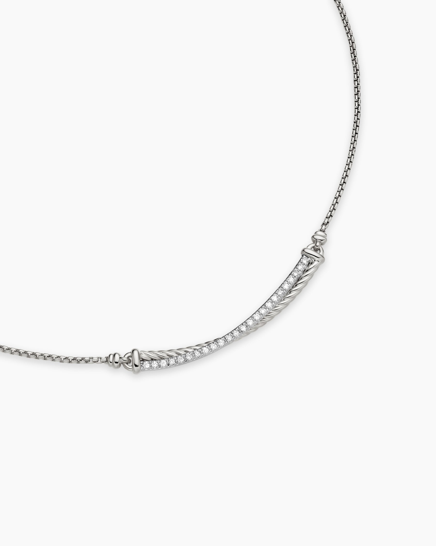 Crossover Bar Necklace in Sterling Silver with Diamonds - Image 5