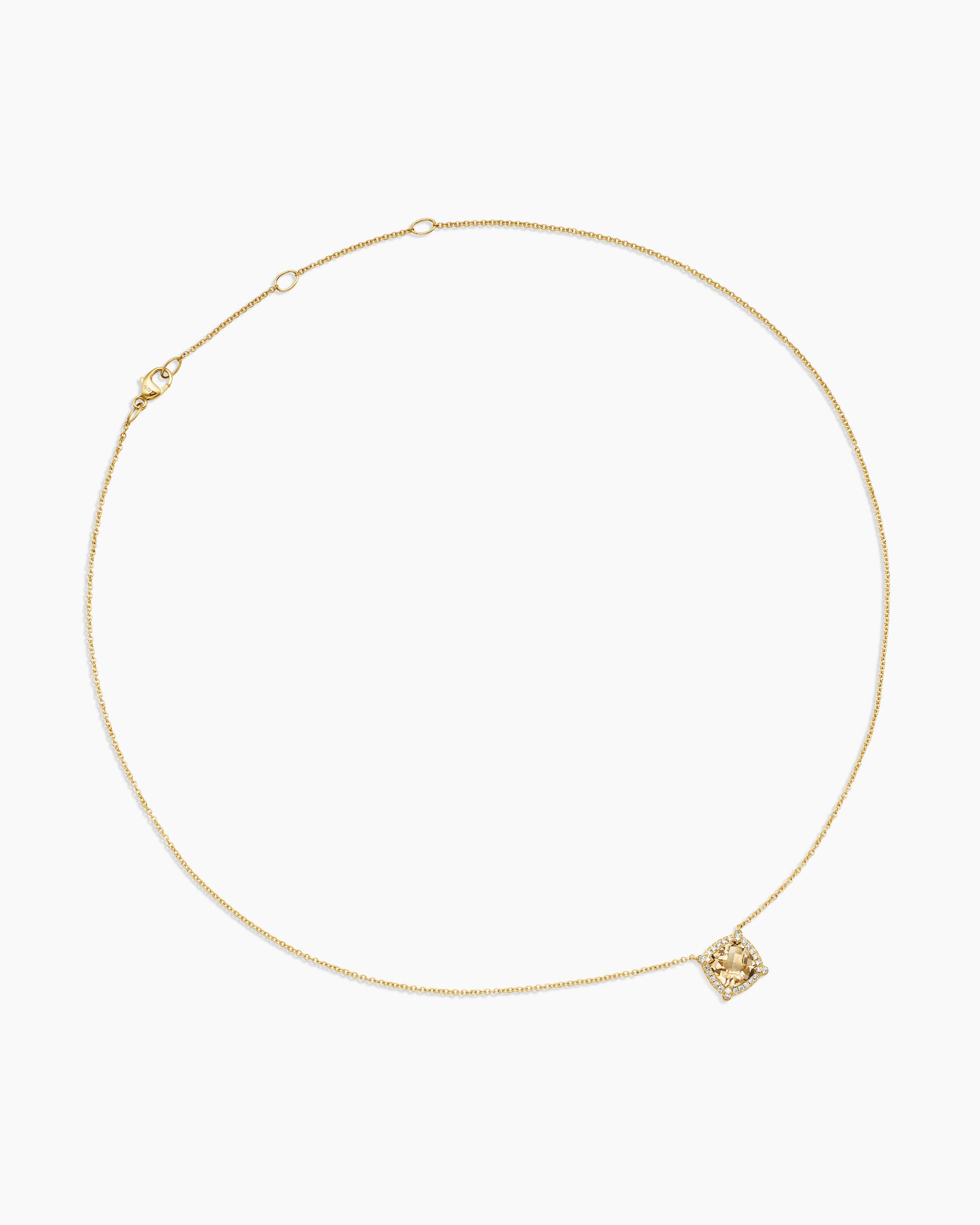 Petite Chatelaine Pavé Bezel Pendant Necklace in 18K Yellow Gold with Champagne Citrine and Diamonds, 7mm - Image 3