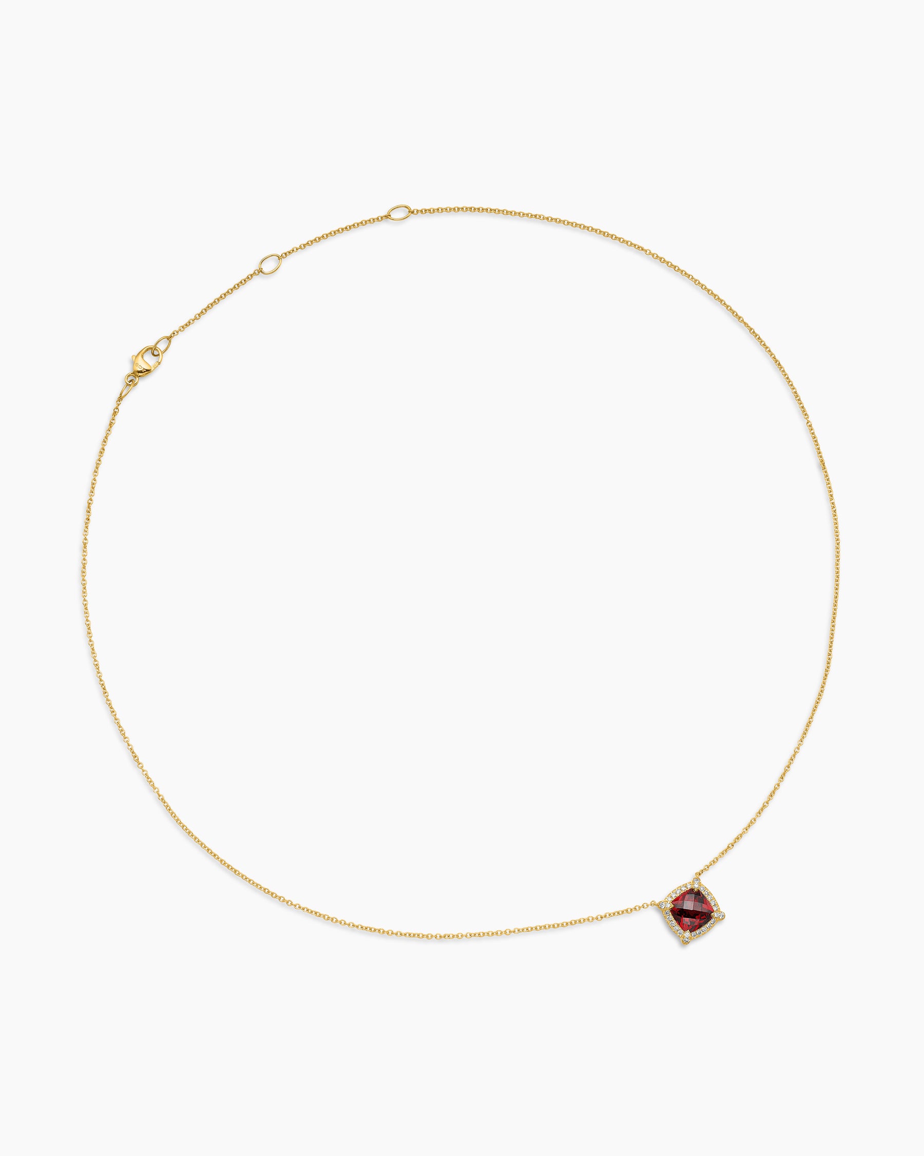 Petite Chatelaine Pavé Bezel Pendant Necklace in 18K Yellow Gold with Garnet and Diamonds, 7mm - Image 3