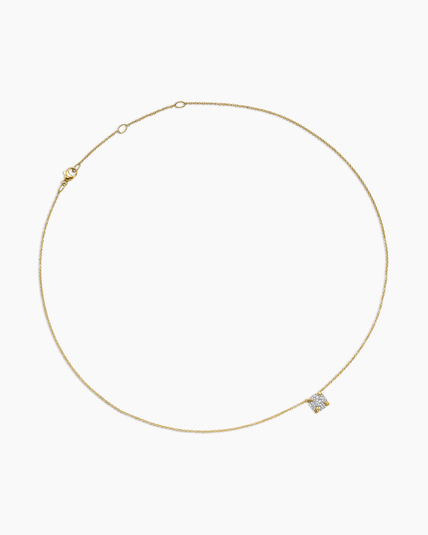 Petite Chatelaine Pendant Necklace in 18K Yellow Gold with Pavé Diamonds, 7mm - Image 3